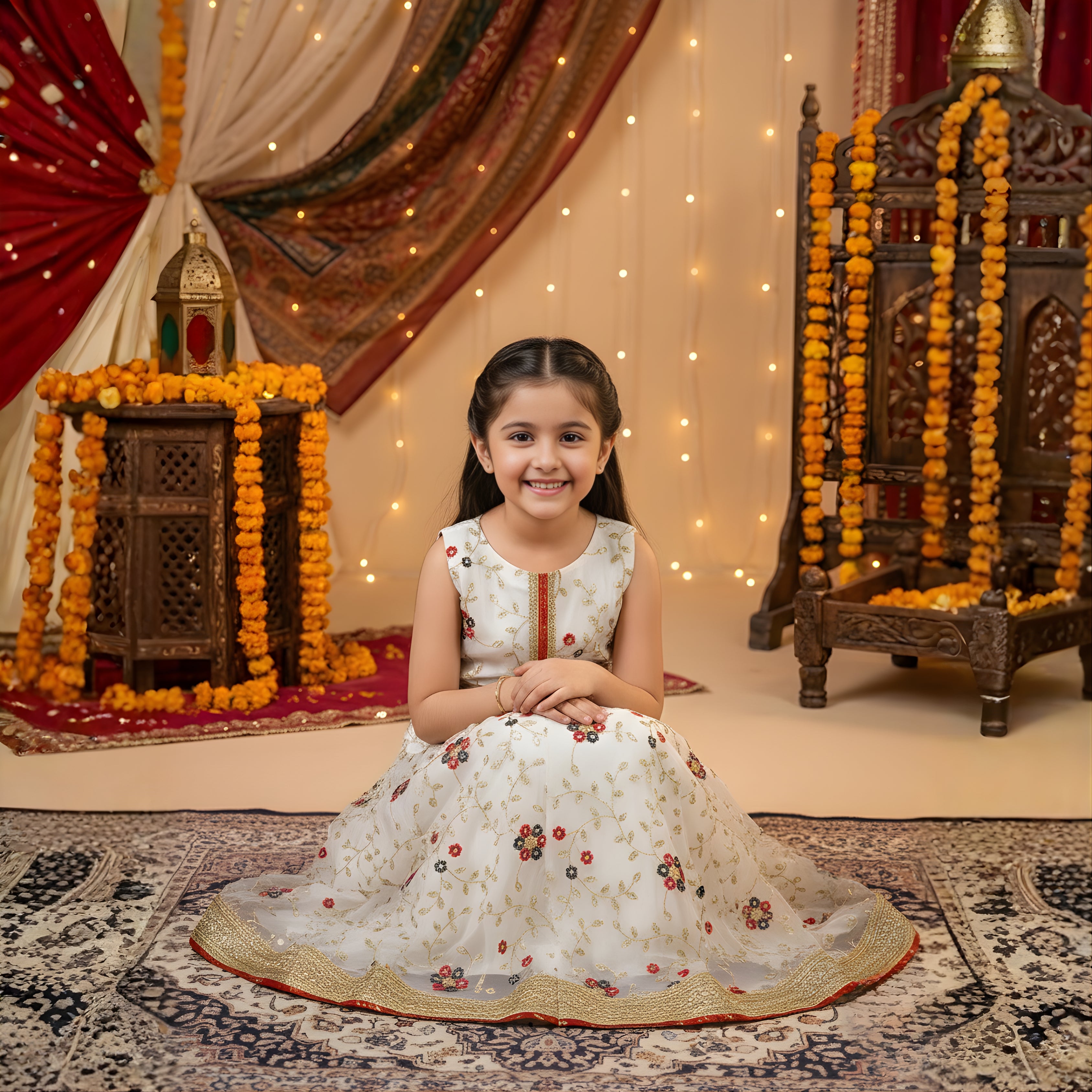 Floral Embroidered Organza Lehenga Set