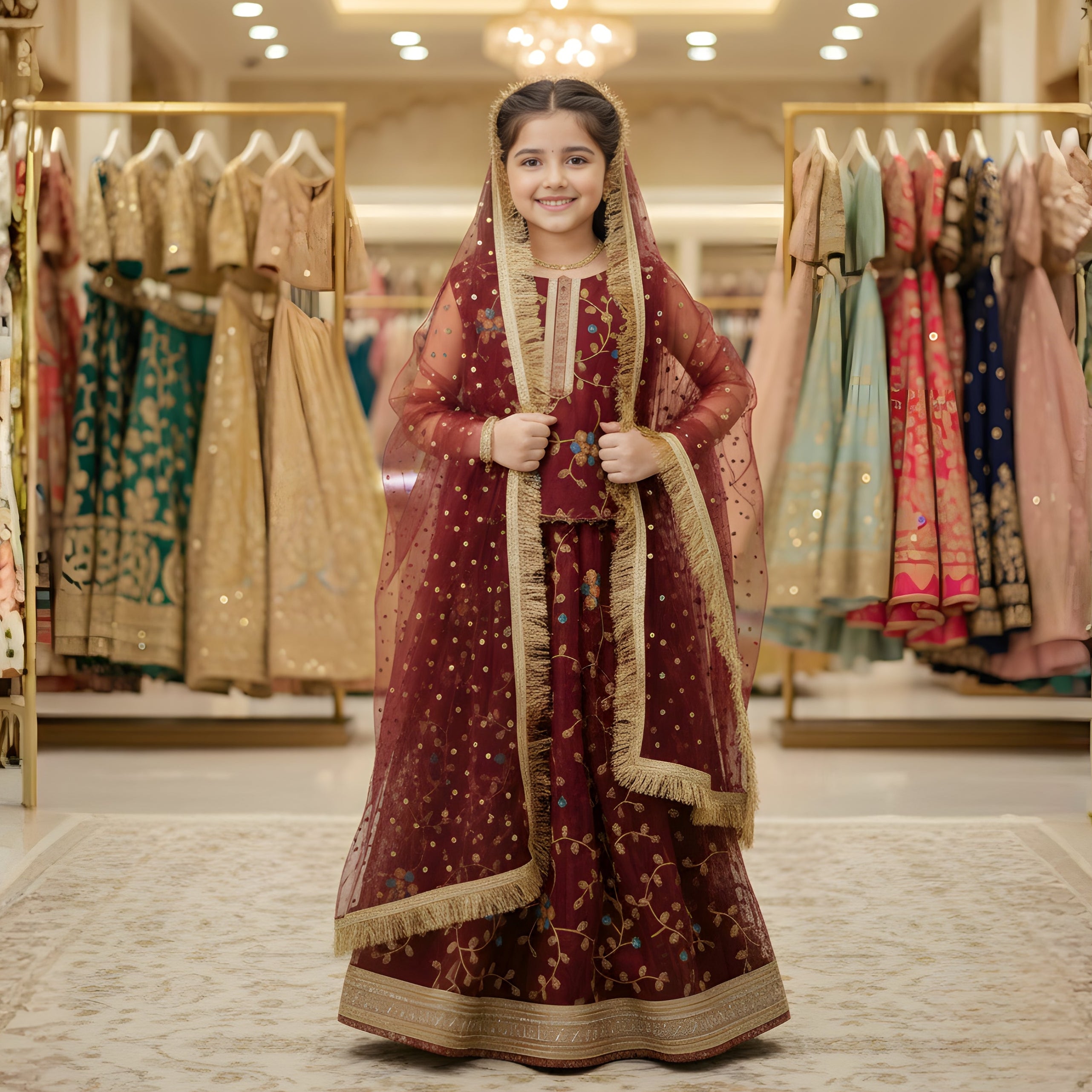 Floral Embroidered Organza Lehenga Set