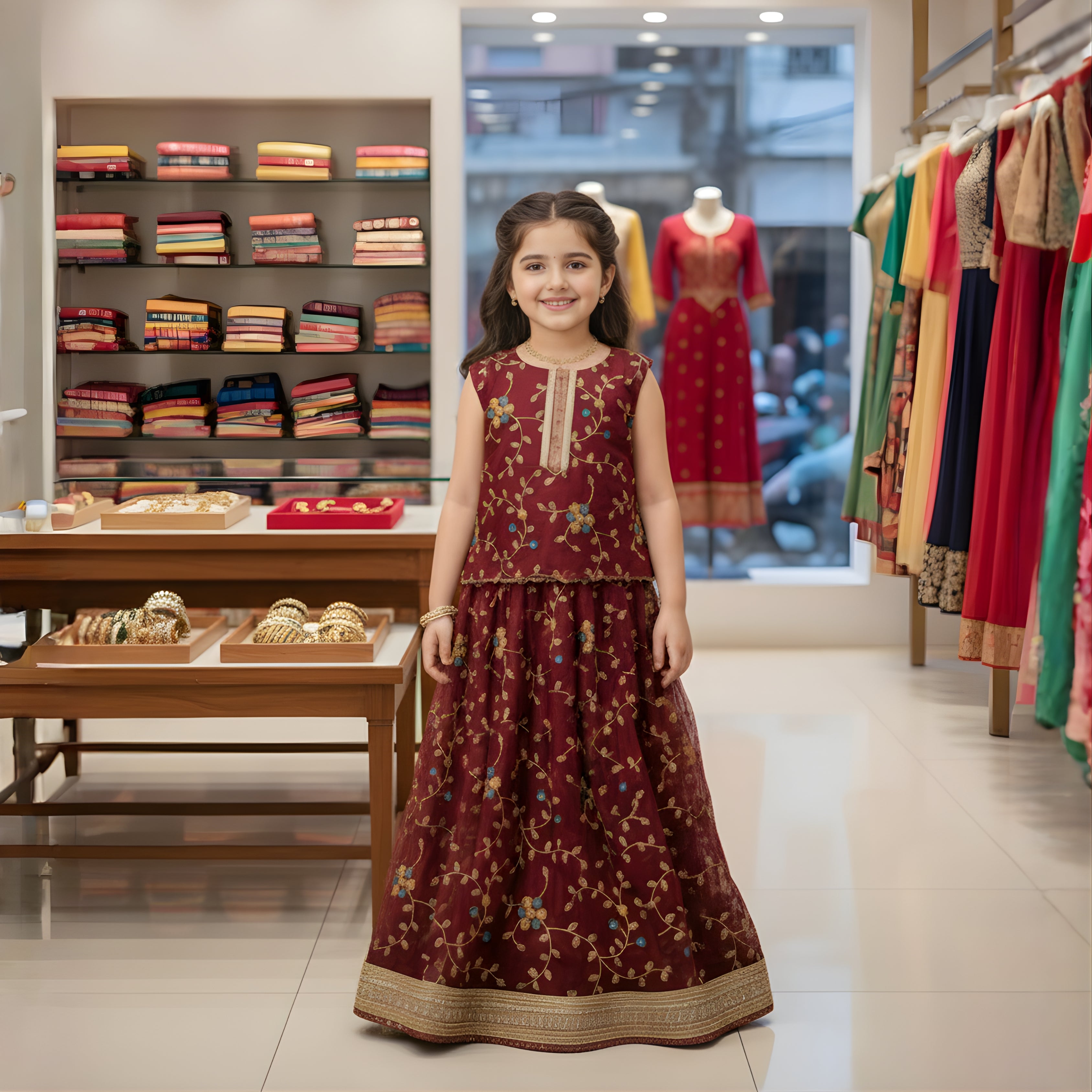 Floral Embroidered Organza Lehenga Set