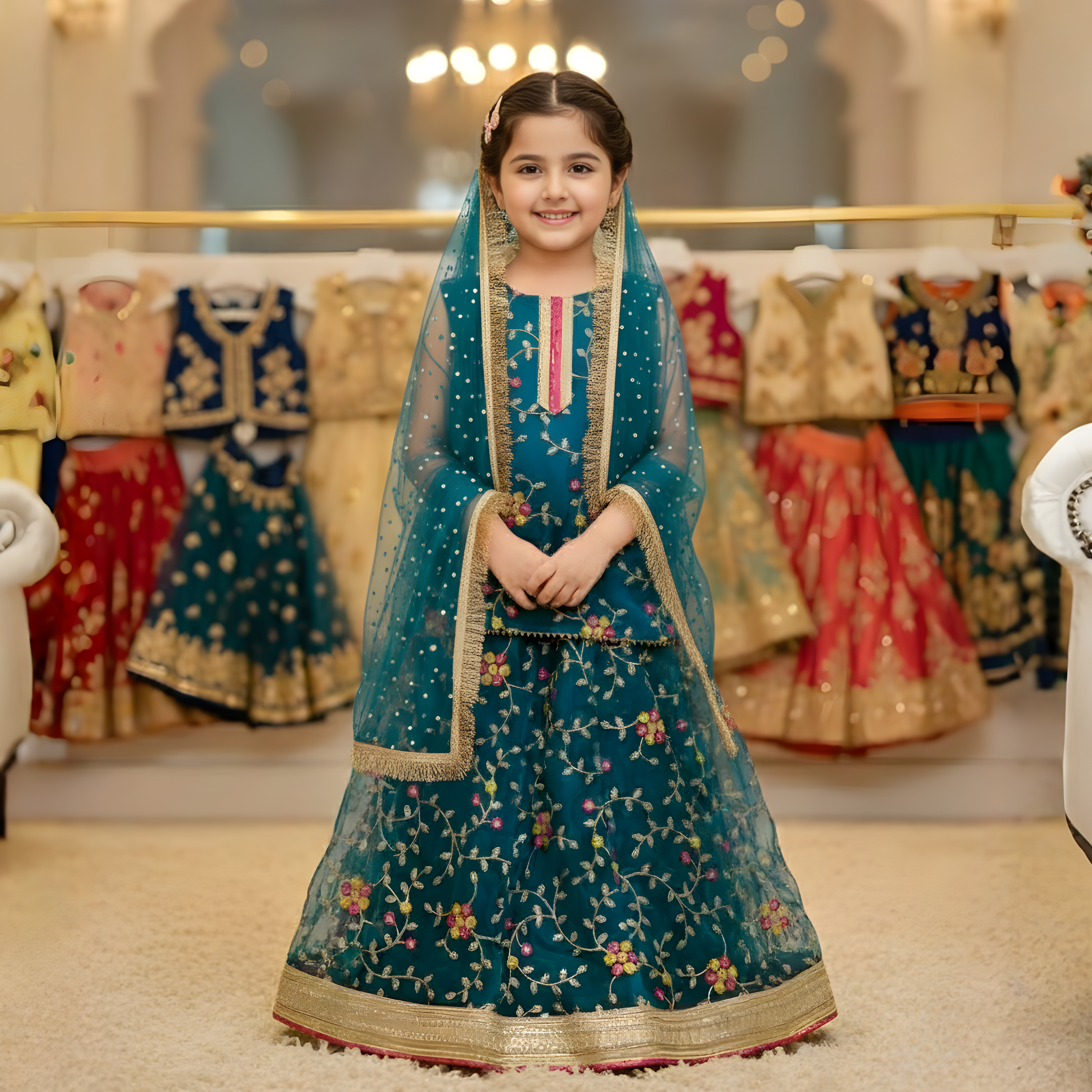 Floral Embroidered Organza Lehenga Set