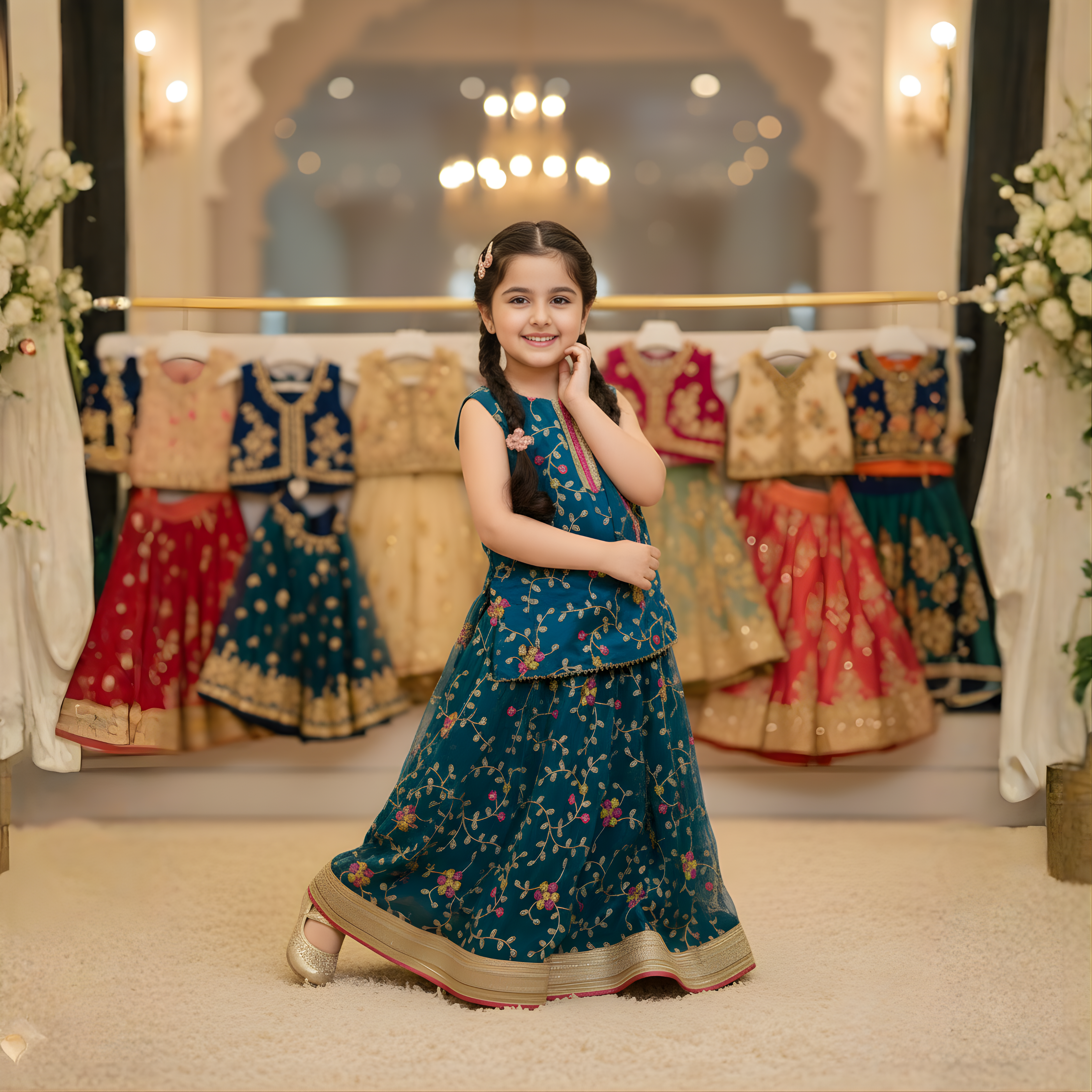 Floral Embroidered Organza Lehenga Set