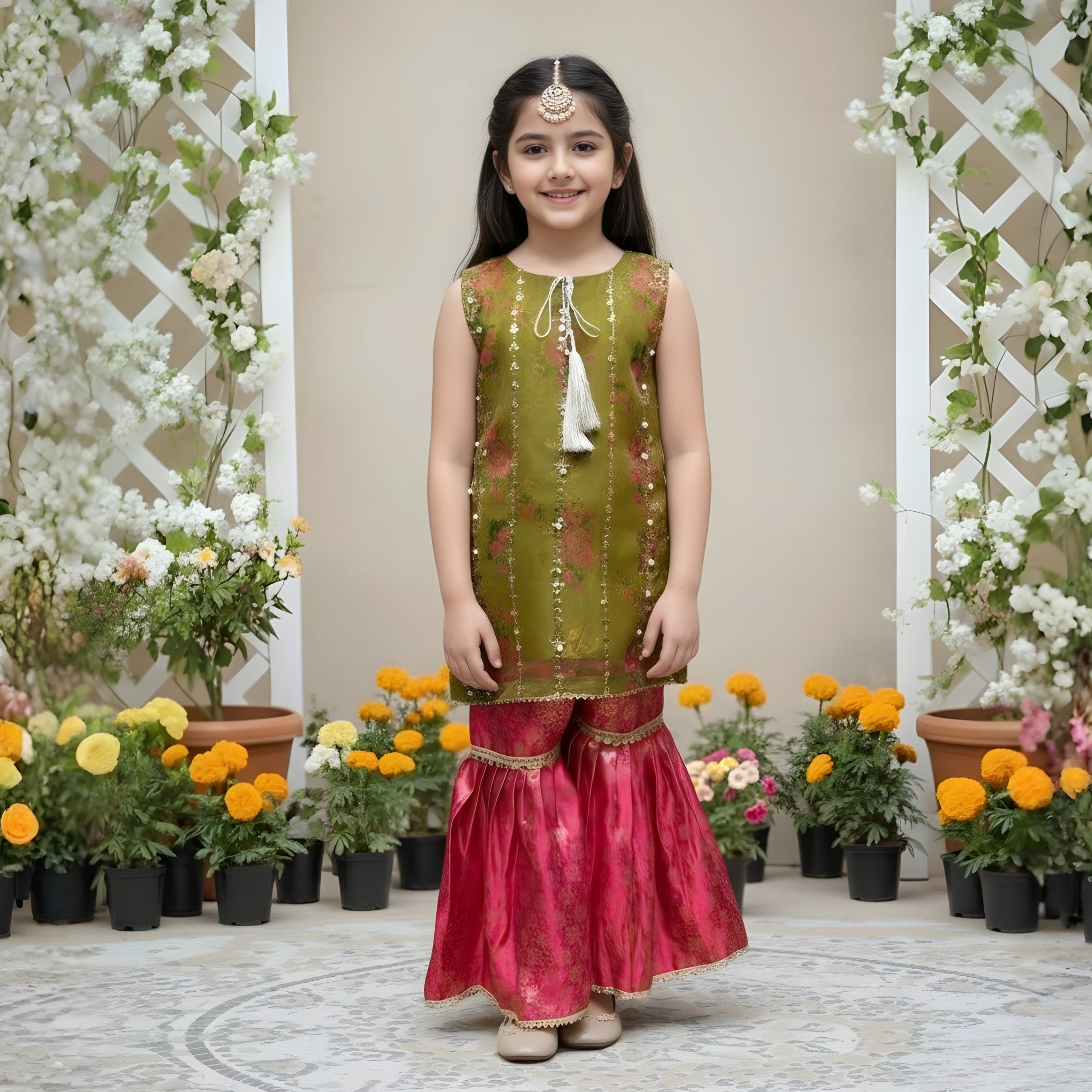 GHARARA SET ORGANZA AND JAMAWAR FABRIC