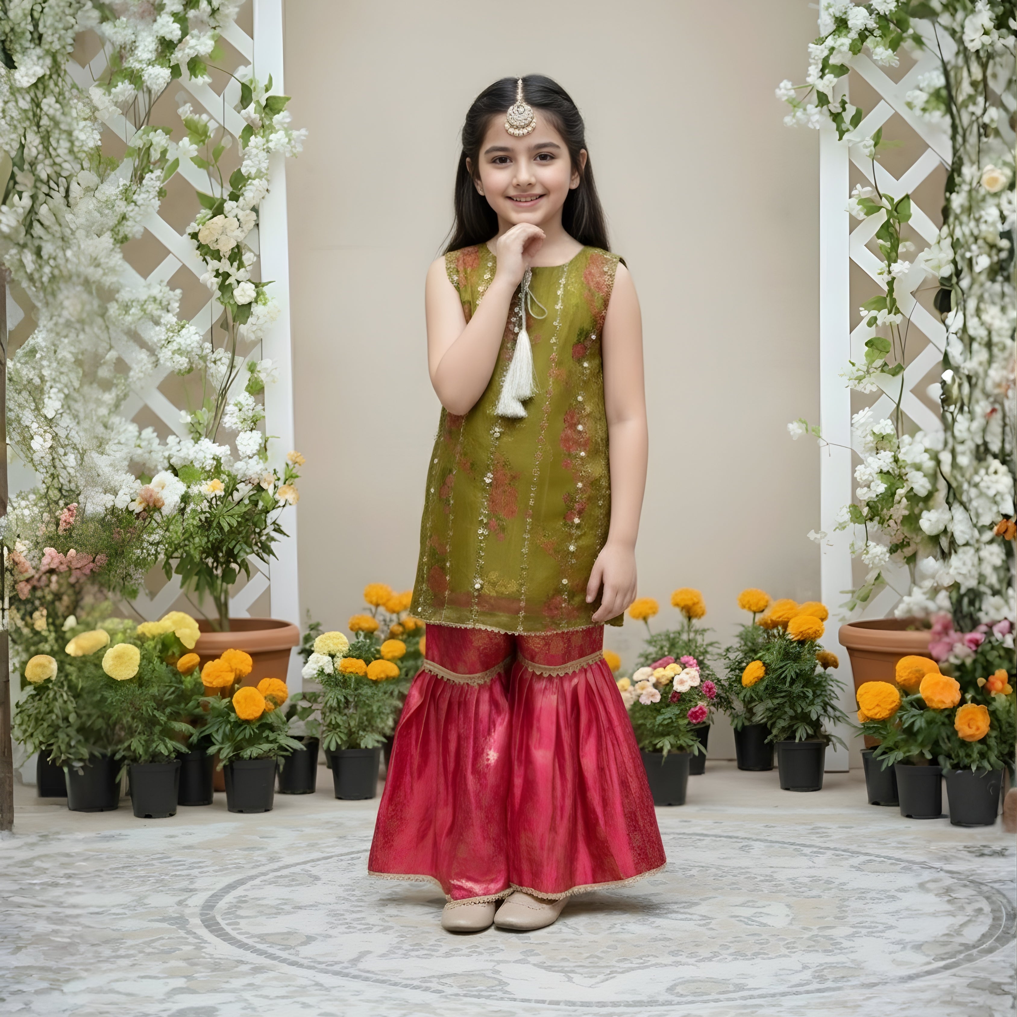 GHARARA SET ORGANZA AND JAMAWAR FABRIC