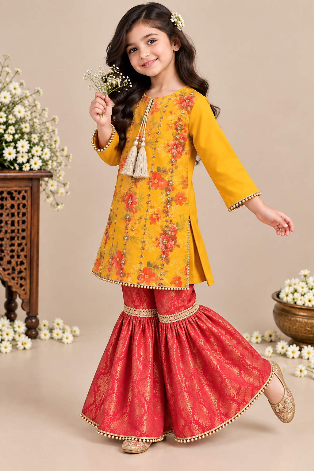 GHARARA SET ORGANZA AND JAMAWAR FABRIC