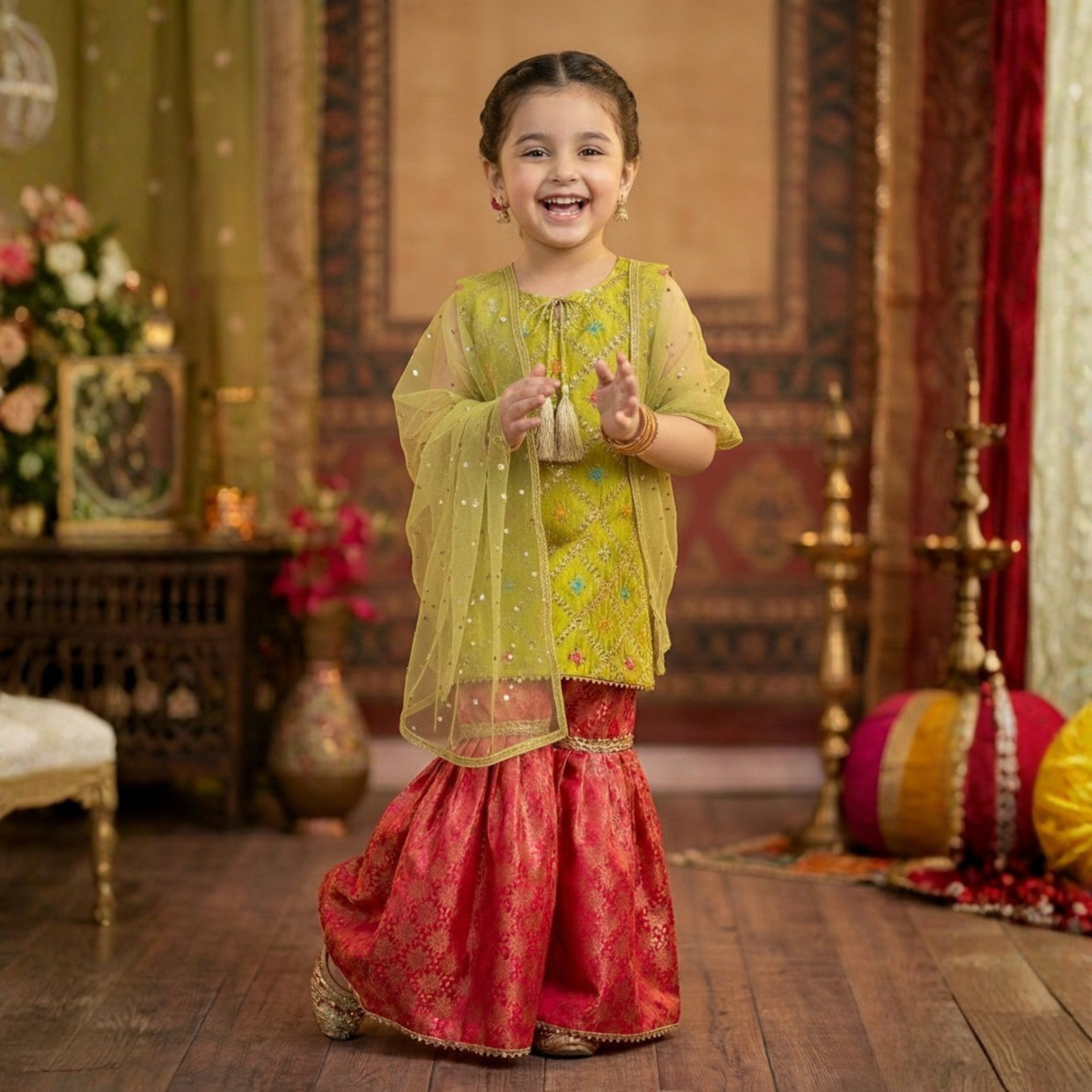 MULTI EMBROIDERY GHARARA SET