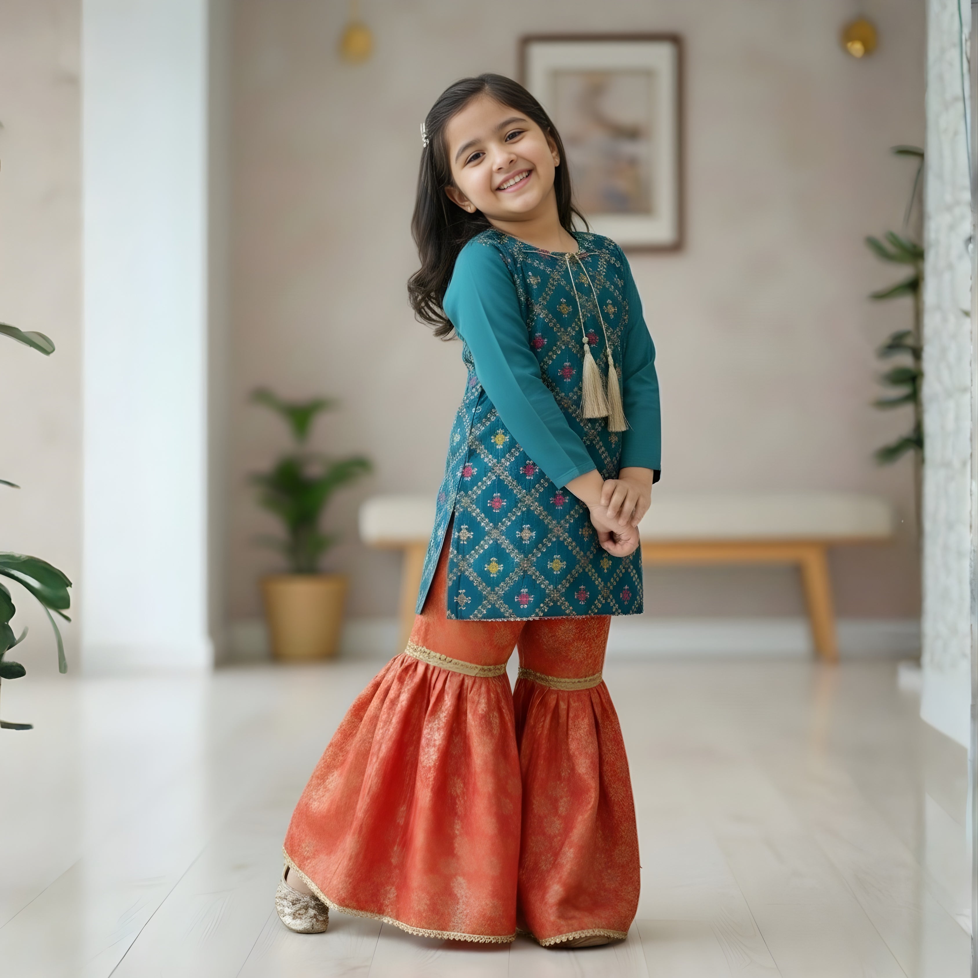 MULTI EMBROIDERY GHARARA SET