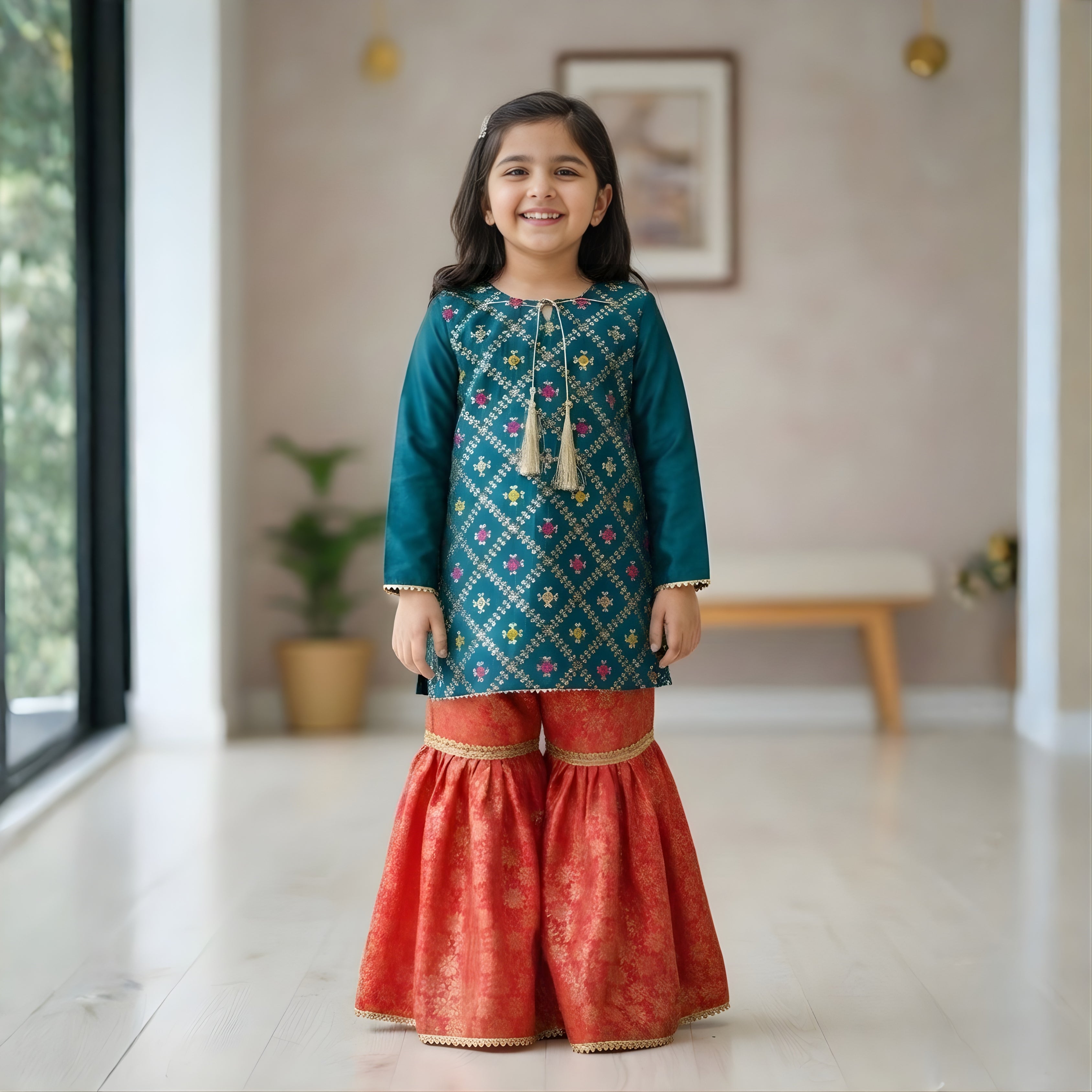 MULTI EMBROIDERY GHARARA SET