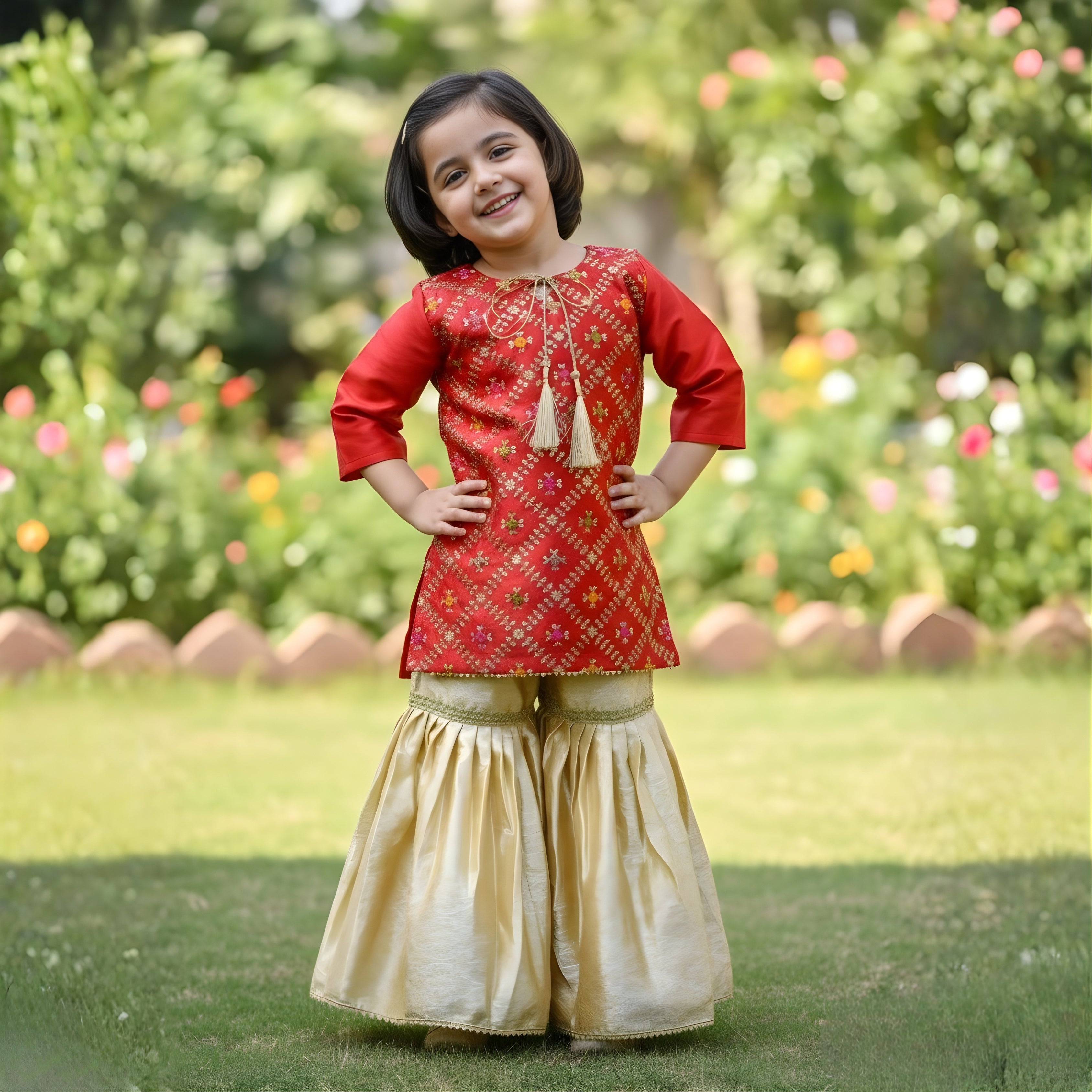 MULTI EMBROIDERY GHARARA SET