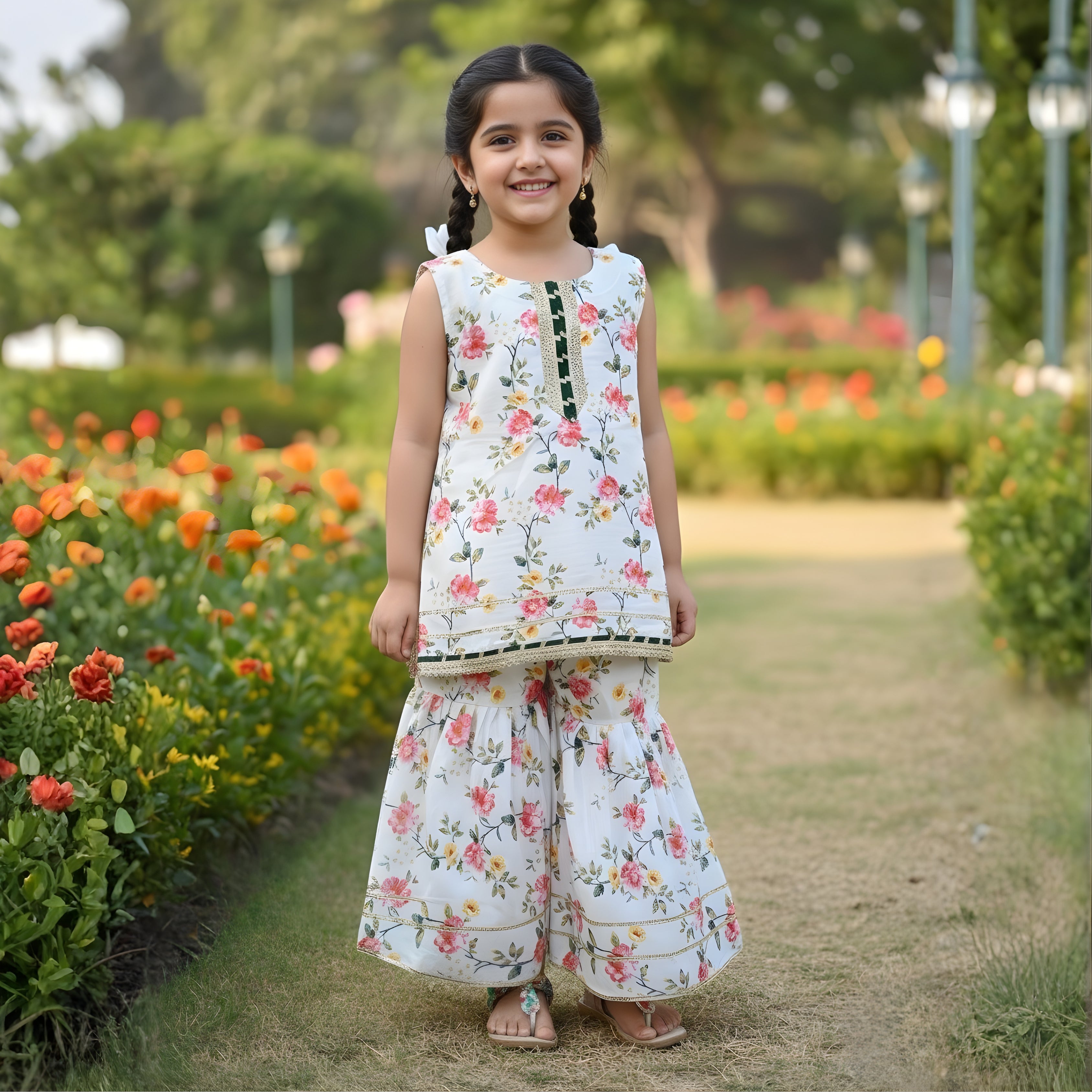 Swiss Lawn Gharara Set