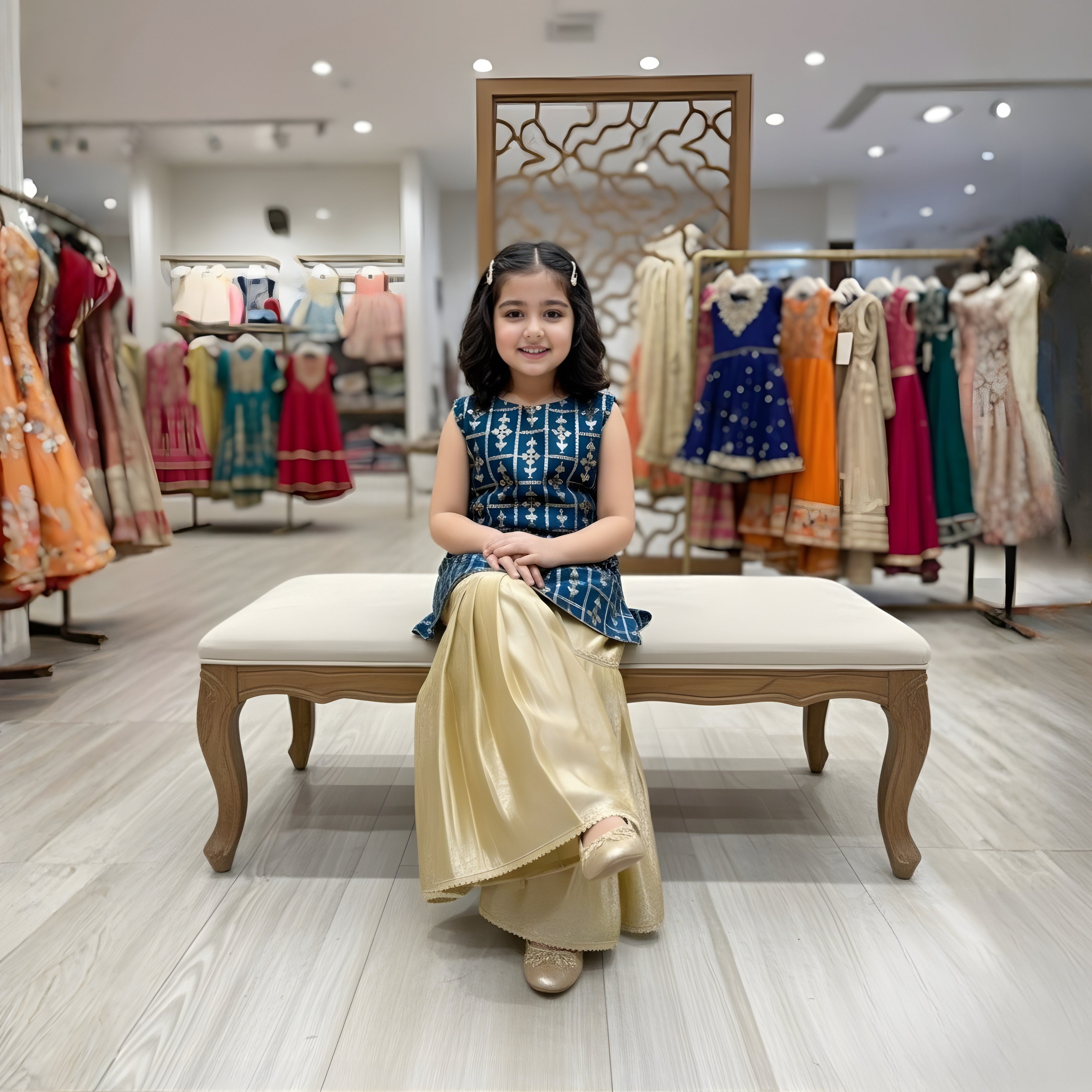 KASAB NET EMBROIDERY GHARARA SET