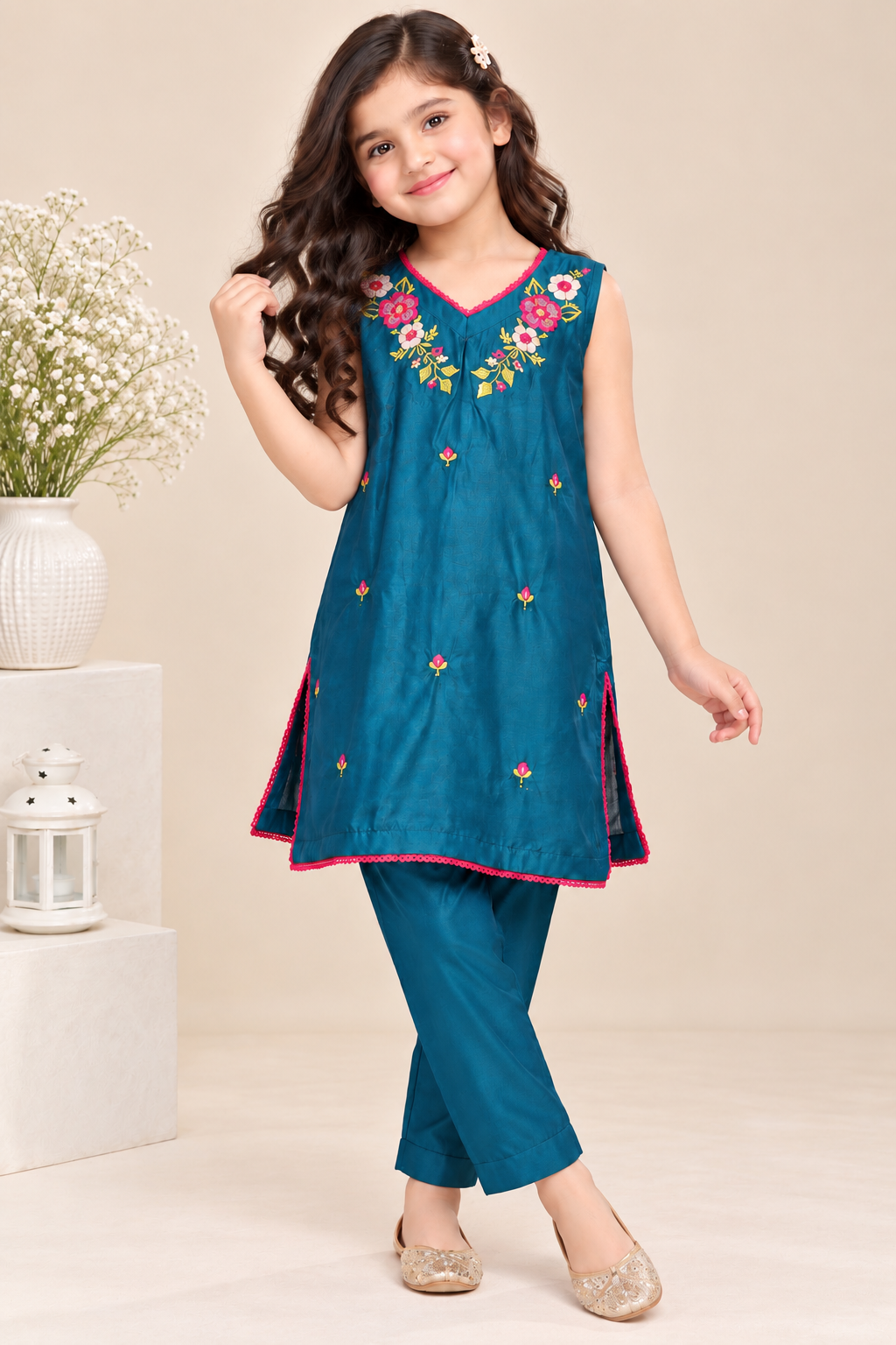 FLORAL EMBROIDERY KURTA SET