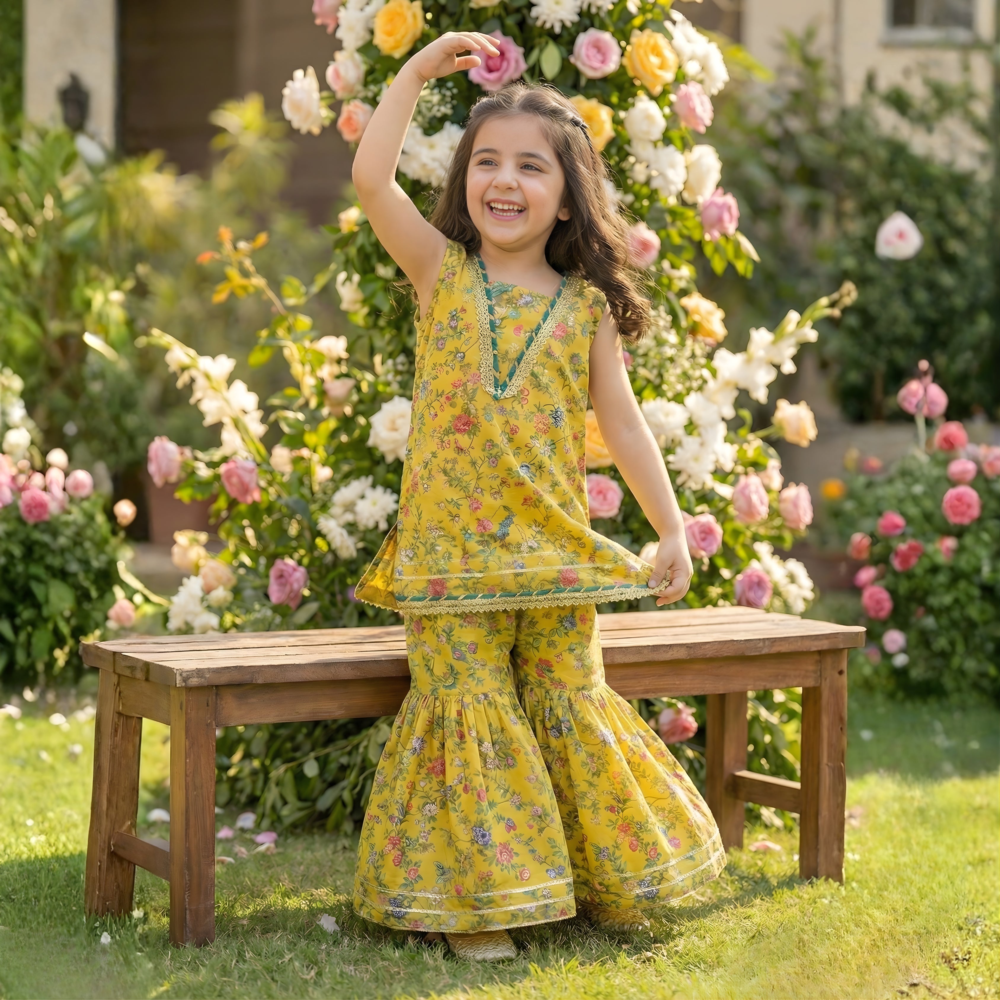 Swiss Lawn Gharara Set