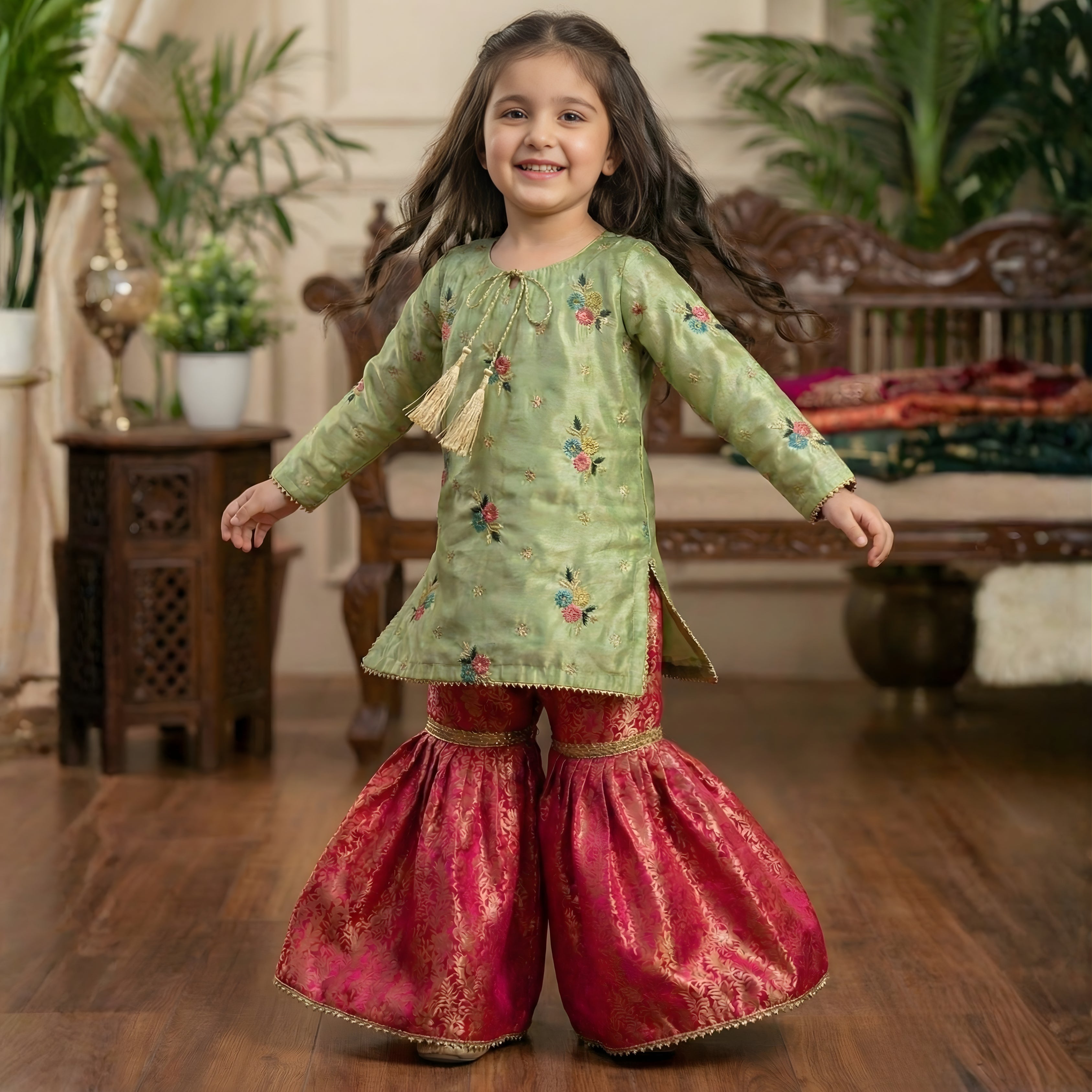 SHISHA SILK & JAMAWAR GHARARA SET