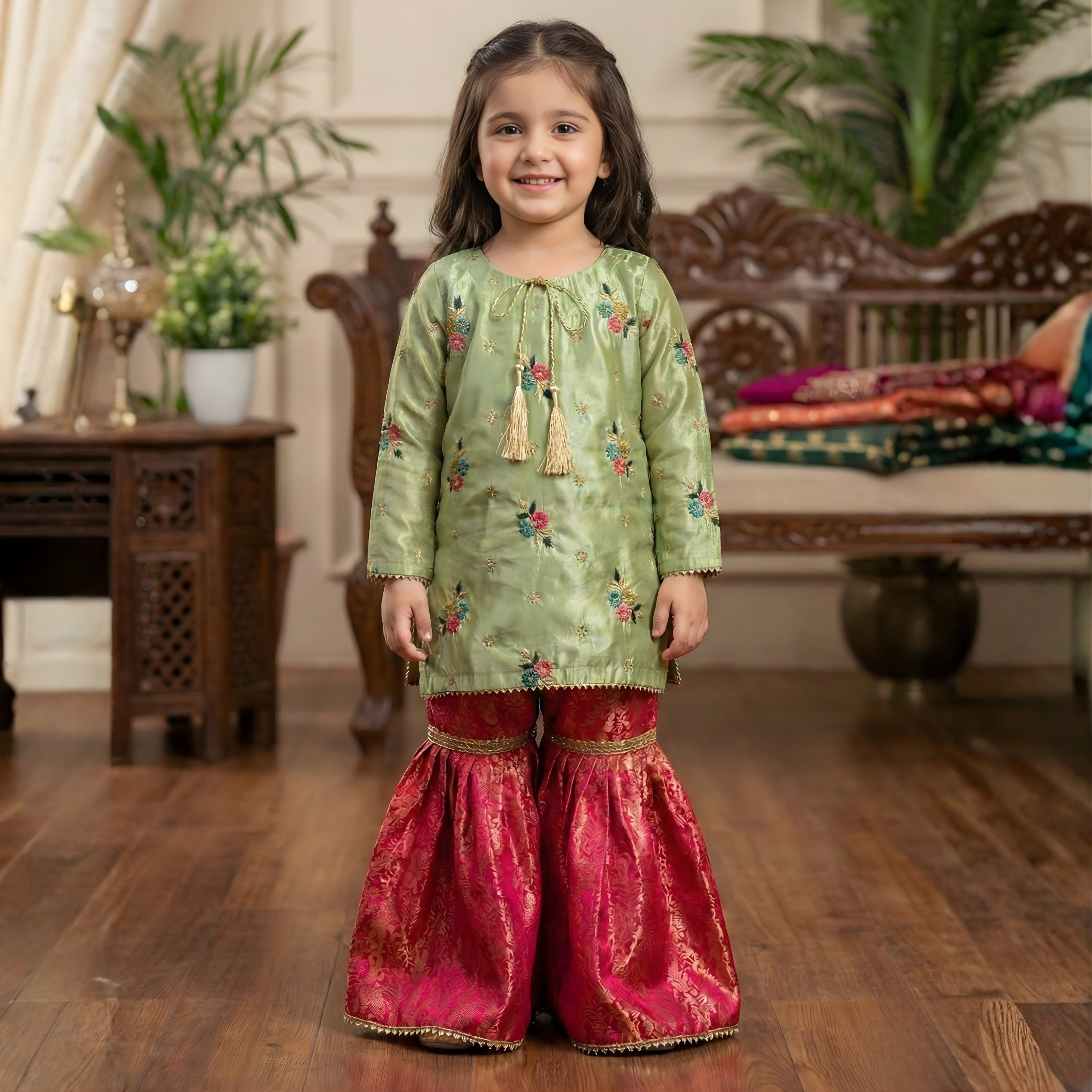 SHISHA SILK & JAMAWAR GHARARA SET
