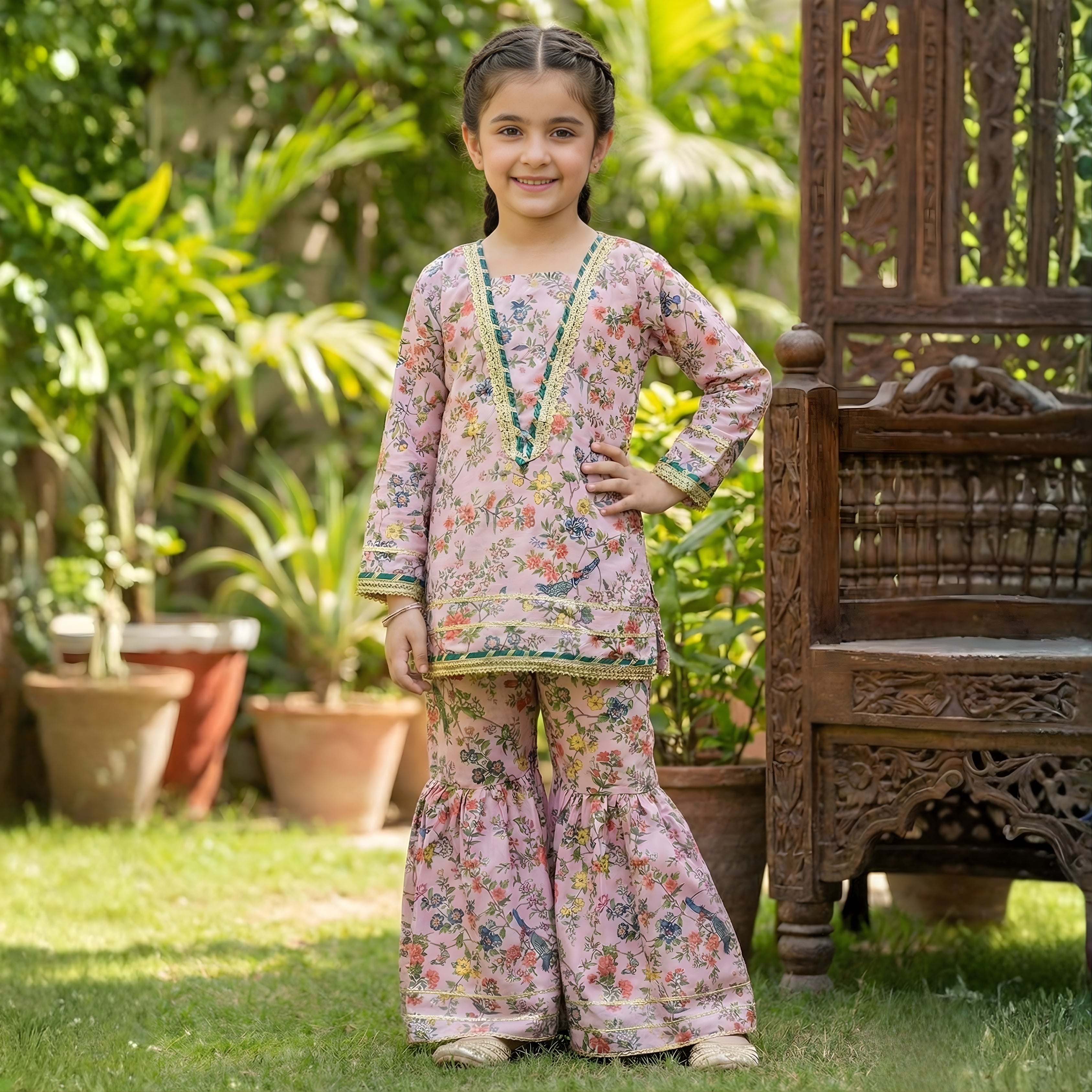 Swiss Lawn Gharara Set