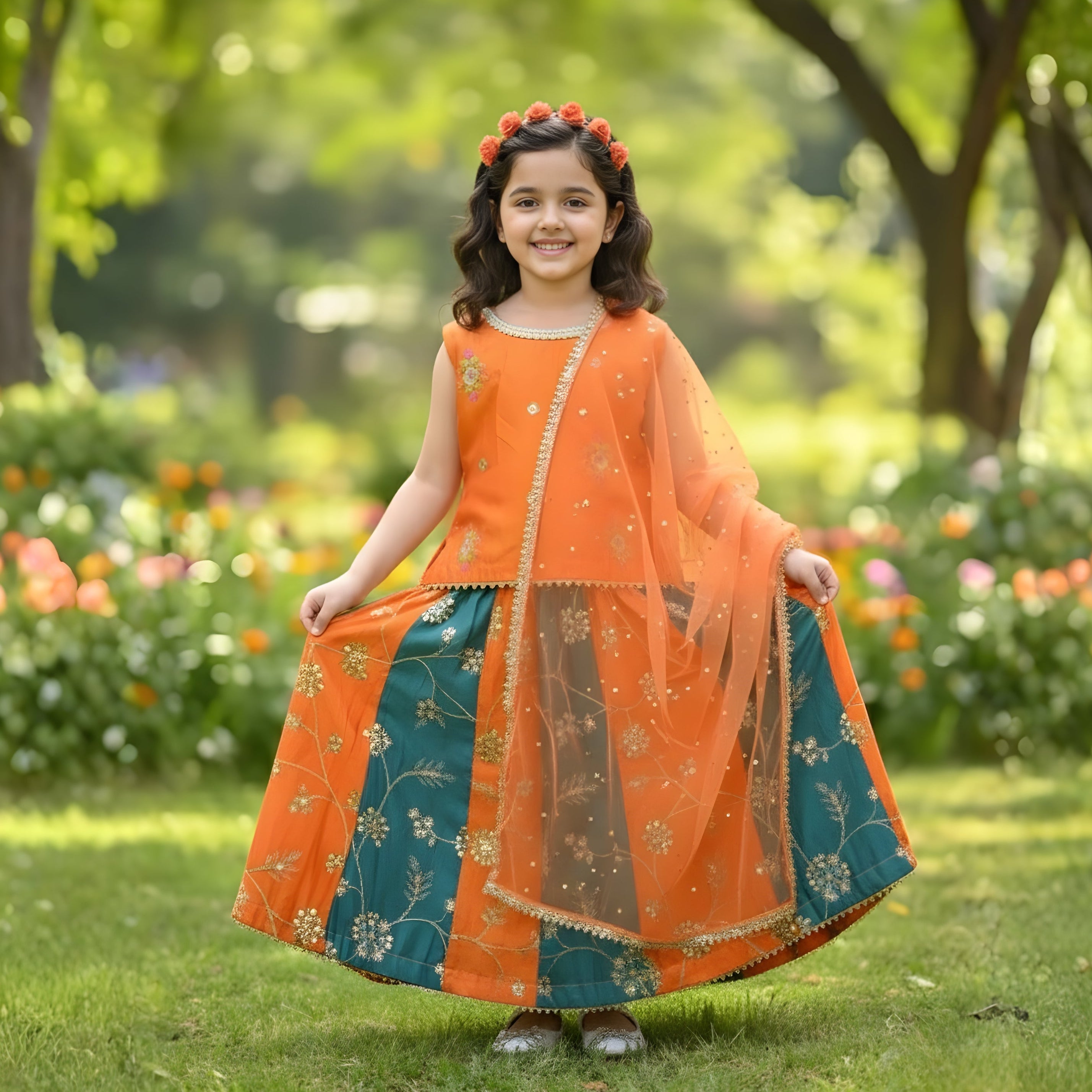 3-piece multi sharara set