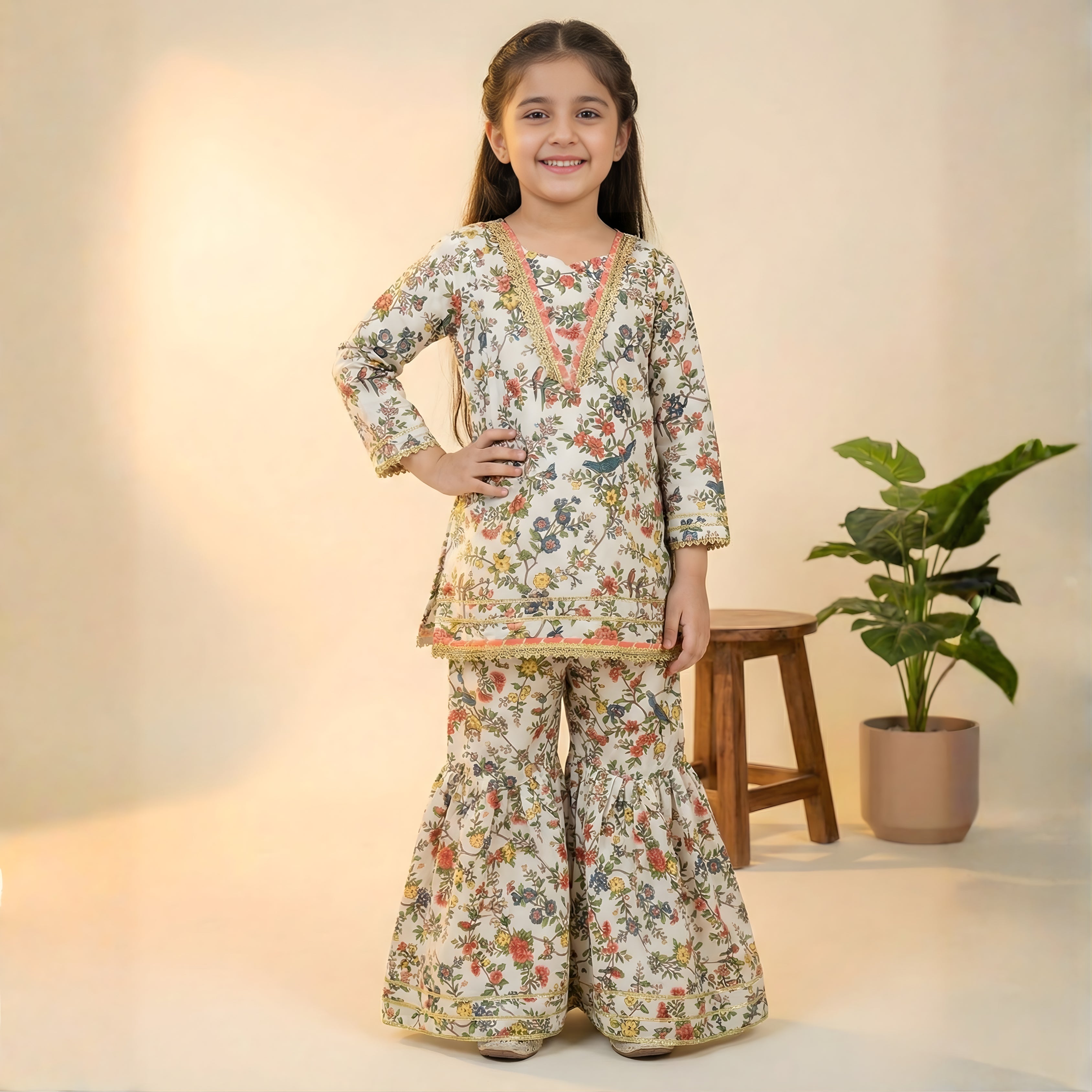 Swiss Lawn Gharara Set