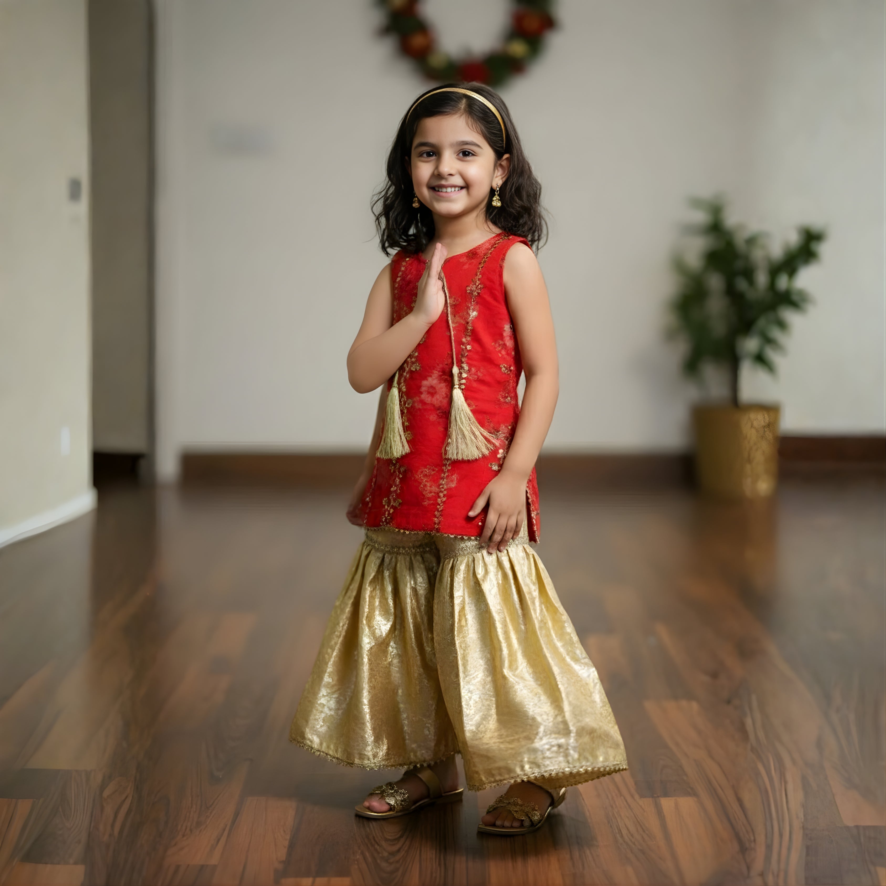 Gharara set beautifully  luxurious Organza and Jamawar fabric.