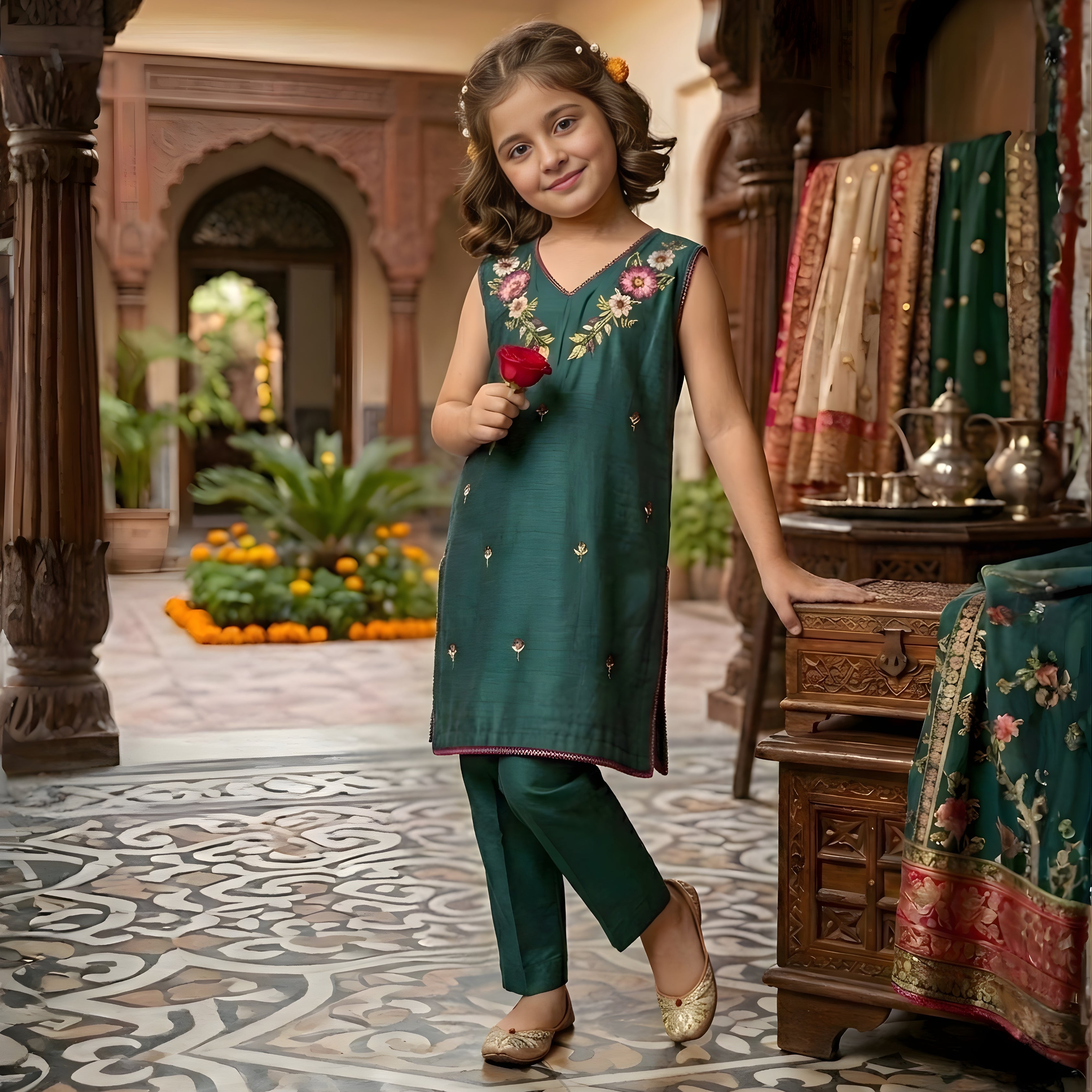 FLORAL EMBROIDERY KURTA SET