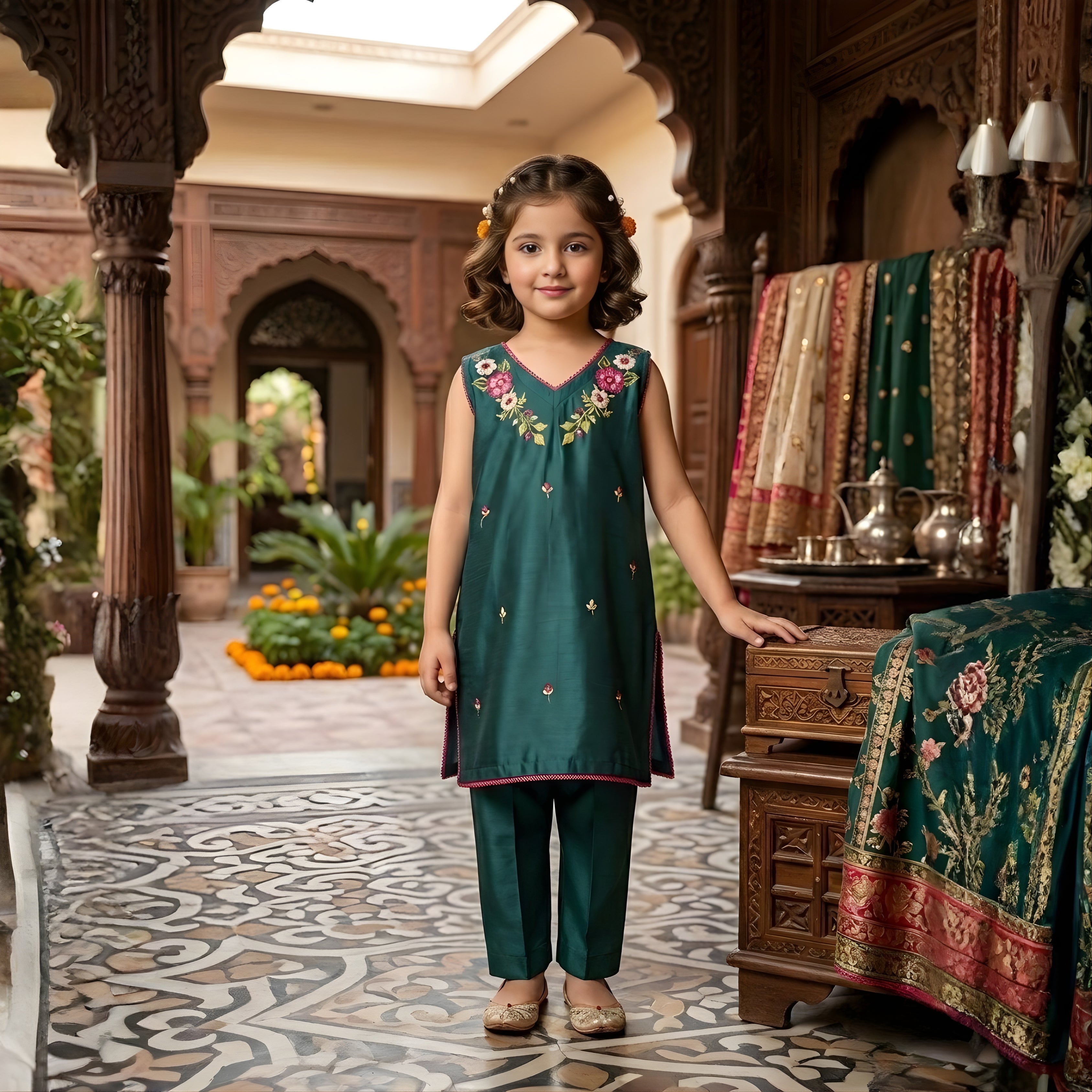 FLORAL EMBROIDERY KURTA SET