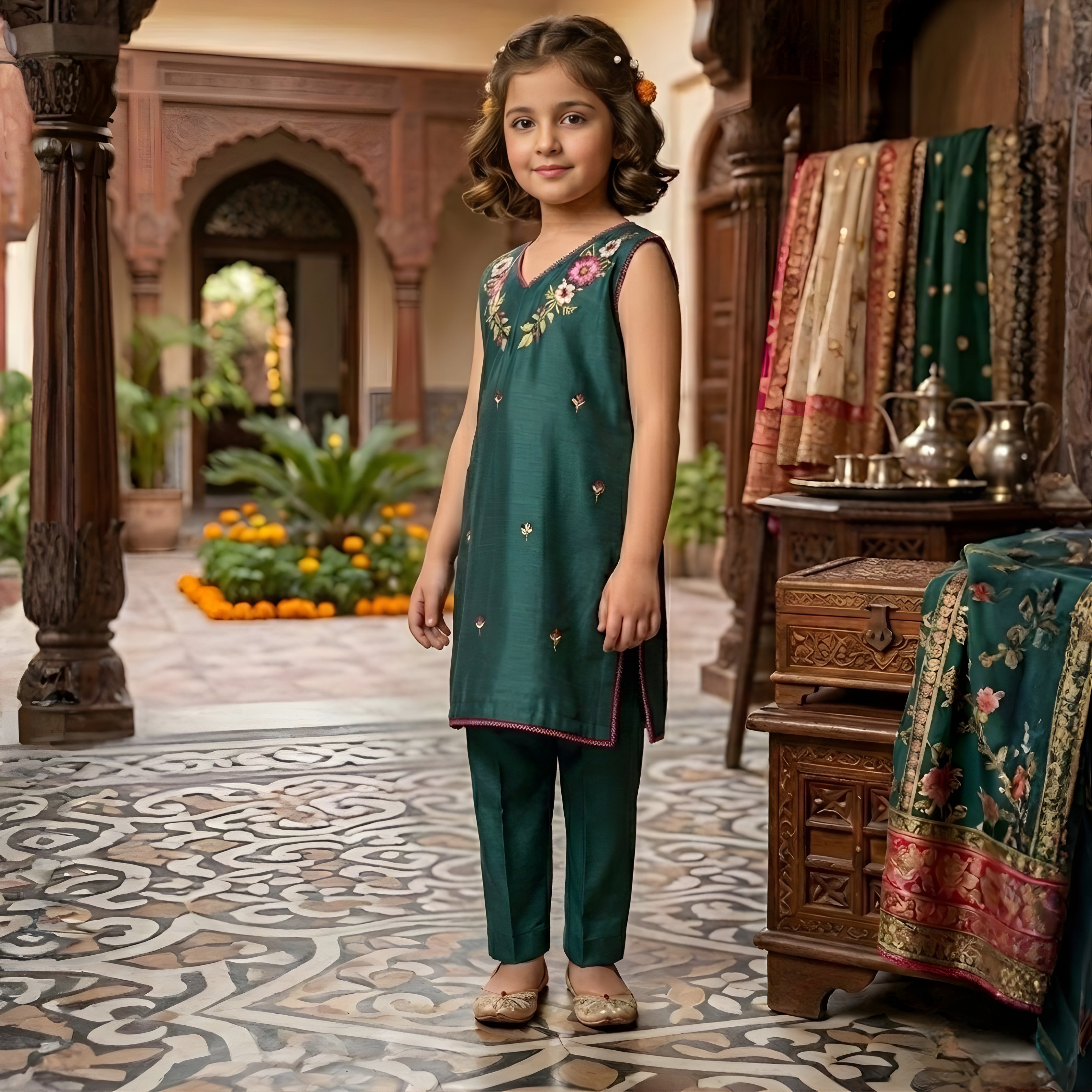FLORAL EMBROIDERY KURTA SET