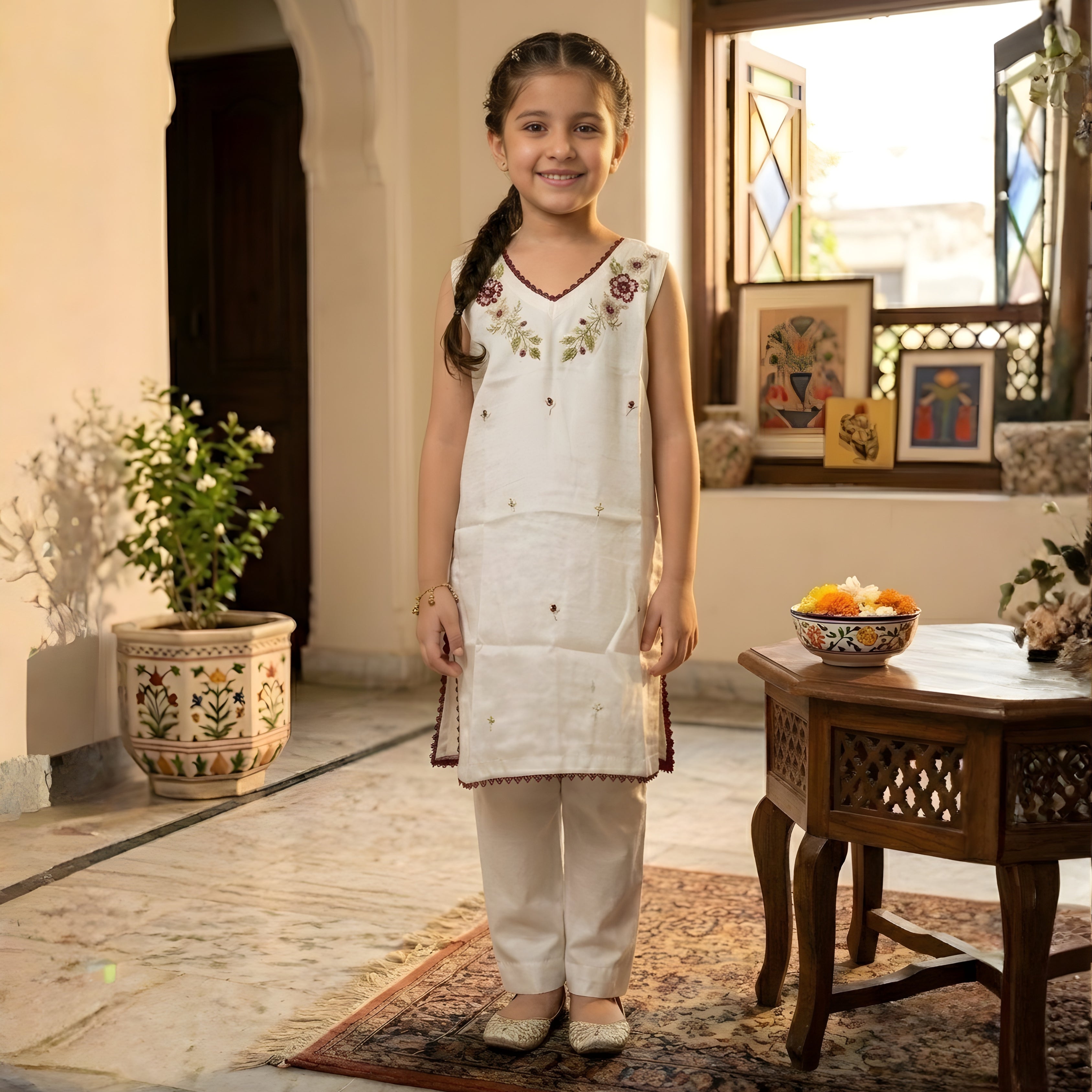 FLORAL EMBROIDERY KURTA SET