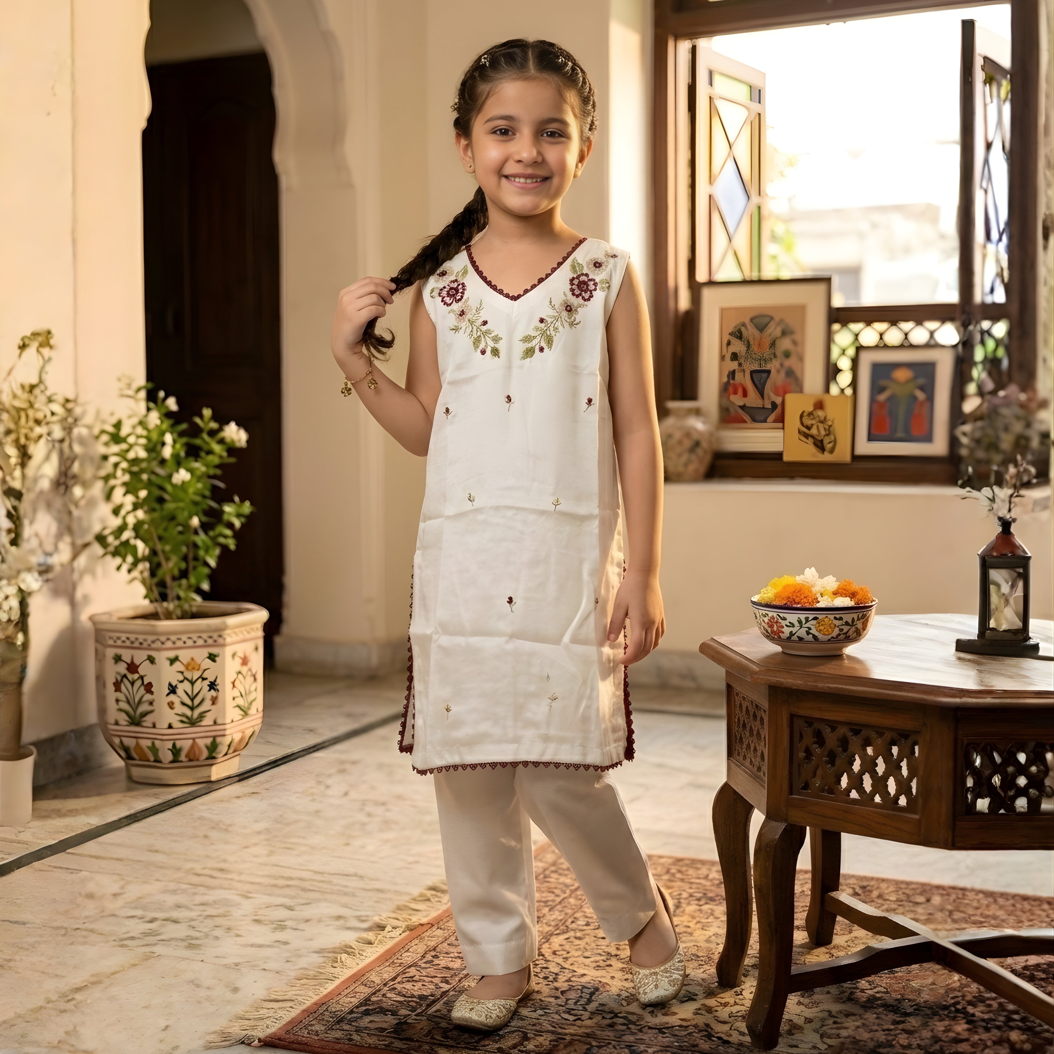 FLORAL EMBROIDERY KURTA SET