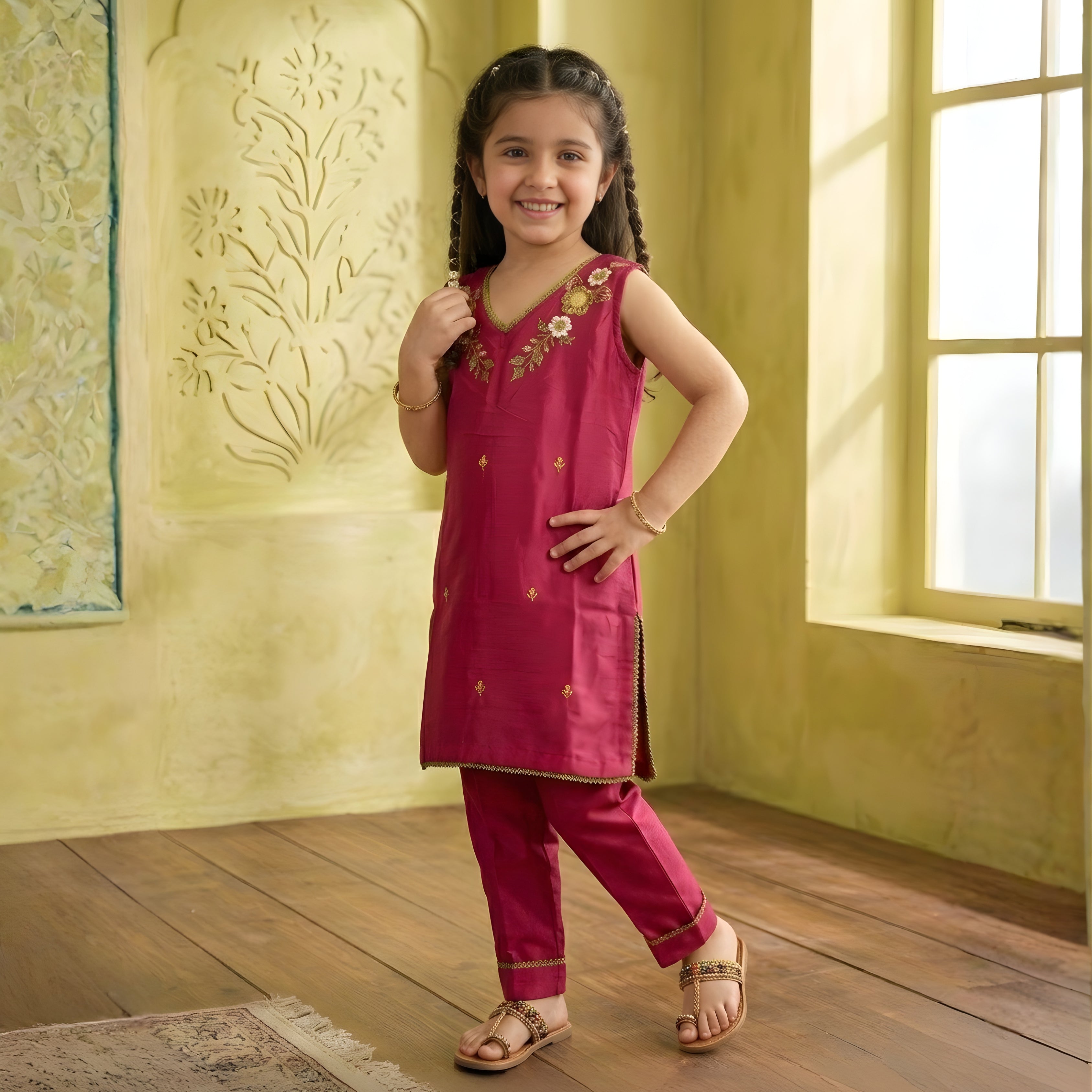 FLORAL EMBROIDERY KURTA SET