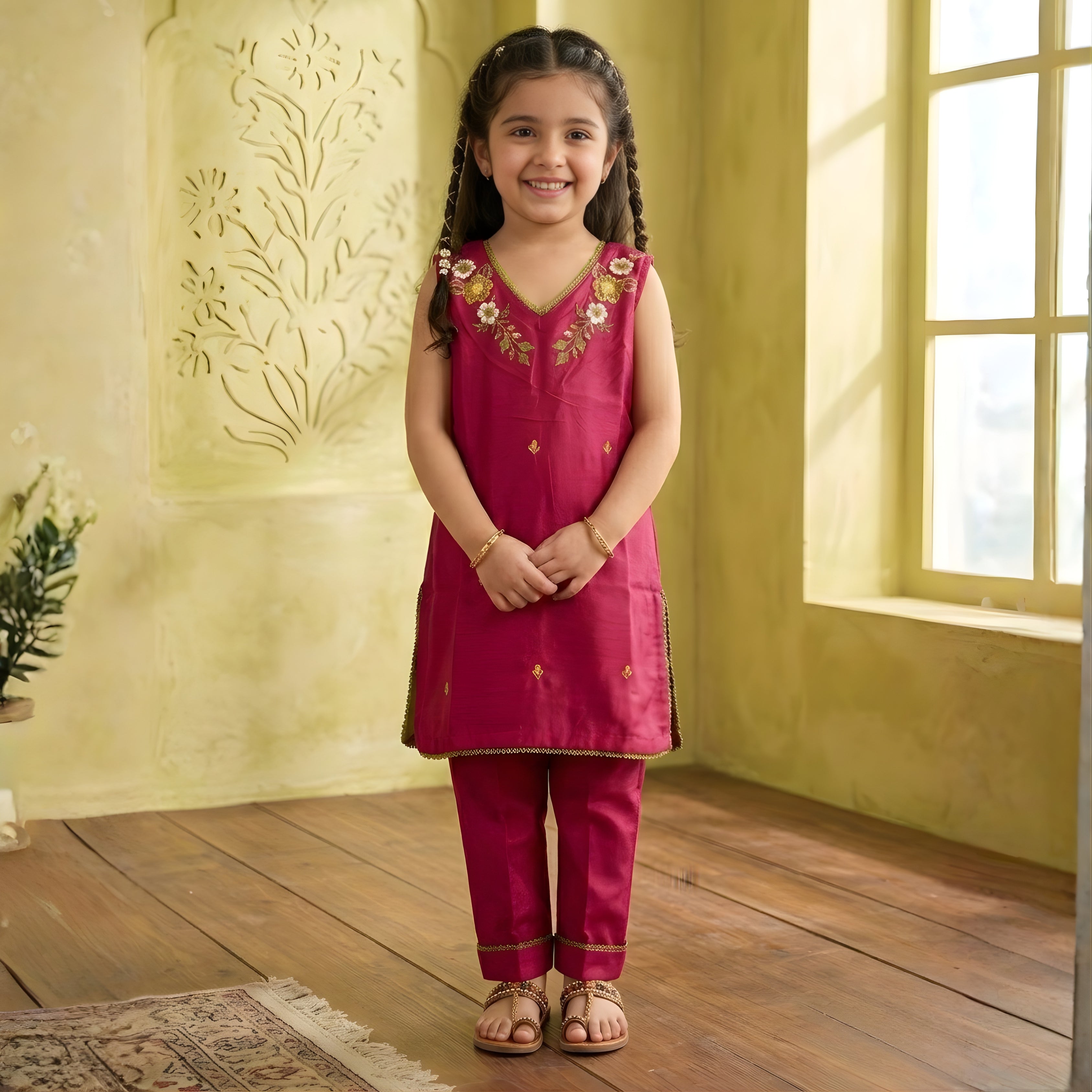 FLORAL EMBROIDERY KURTA SET