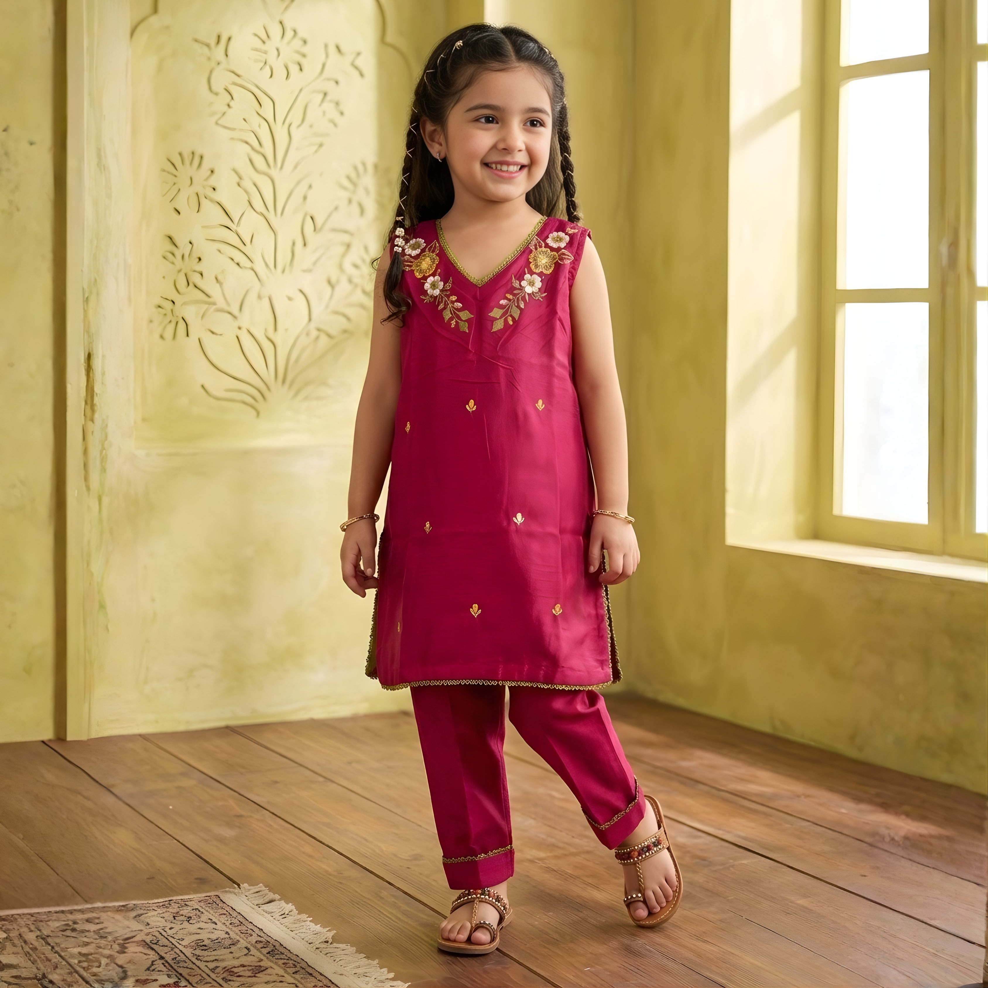 FLORAL EMBROIDERY KURTA SET