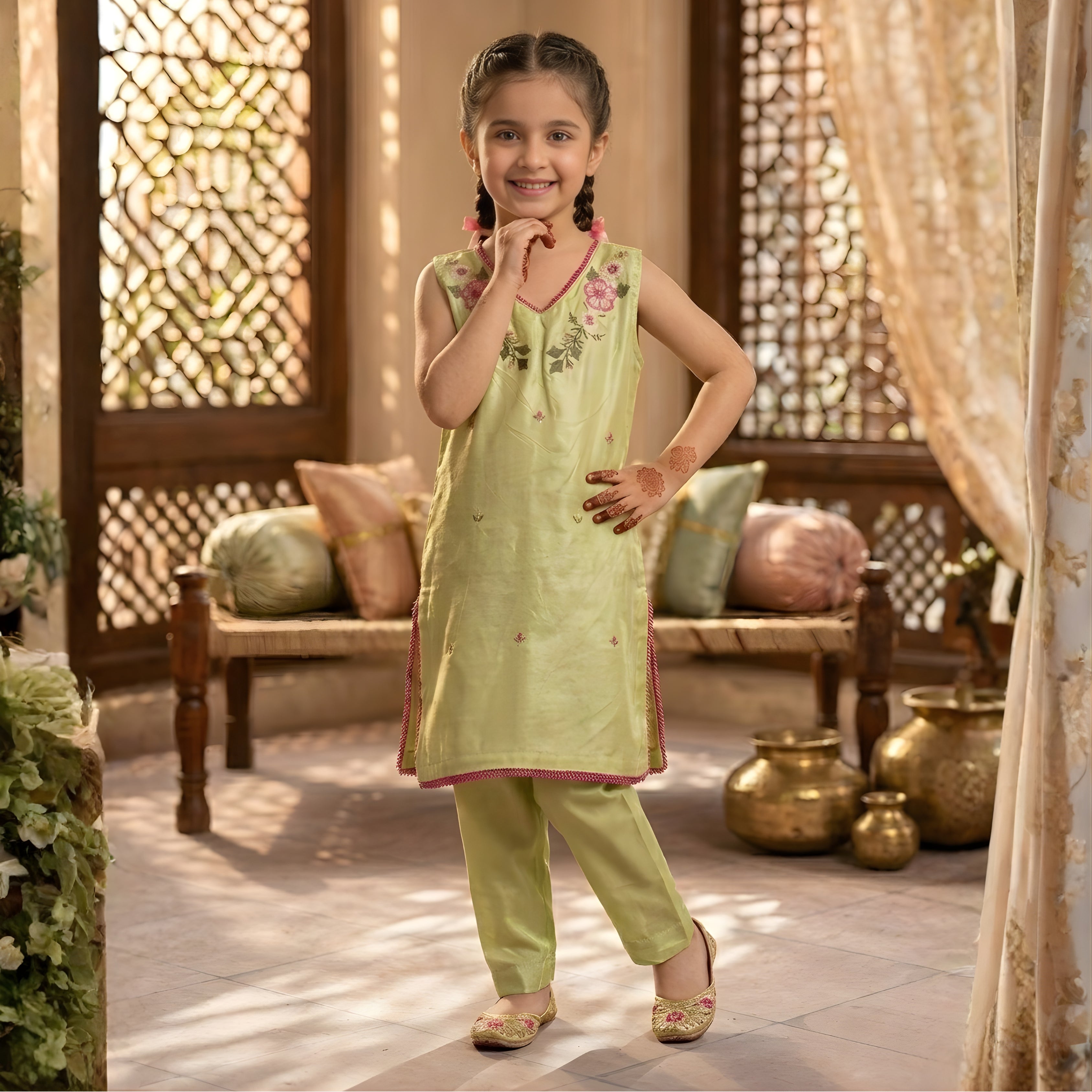 FLORAL EMBROIDERY KURTA SET