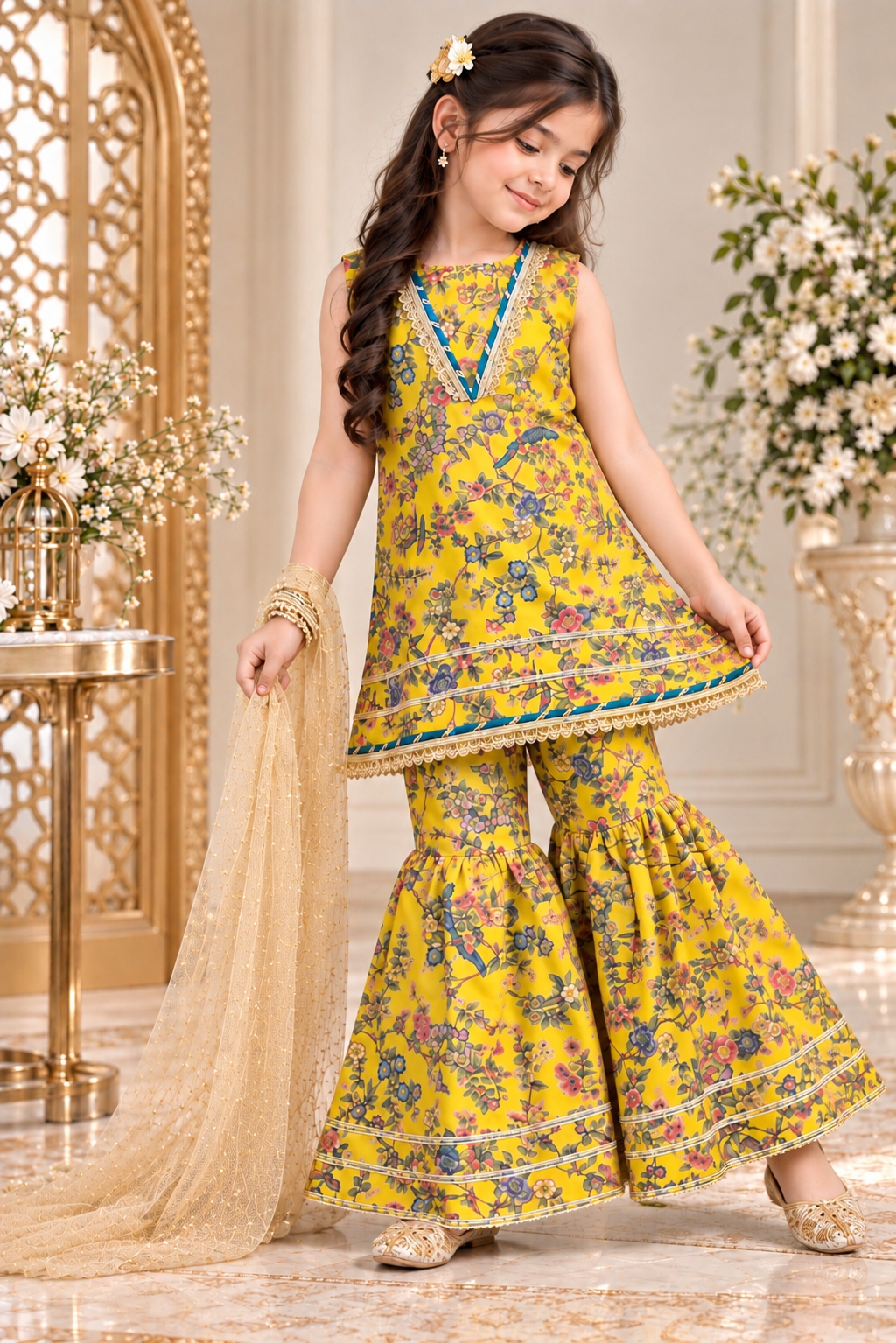 SWISS LAWN GHARARA SET