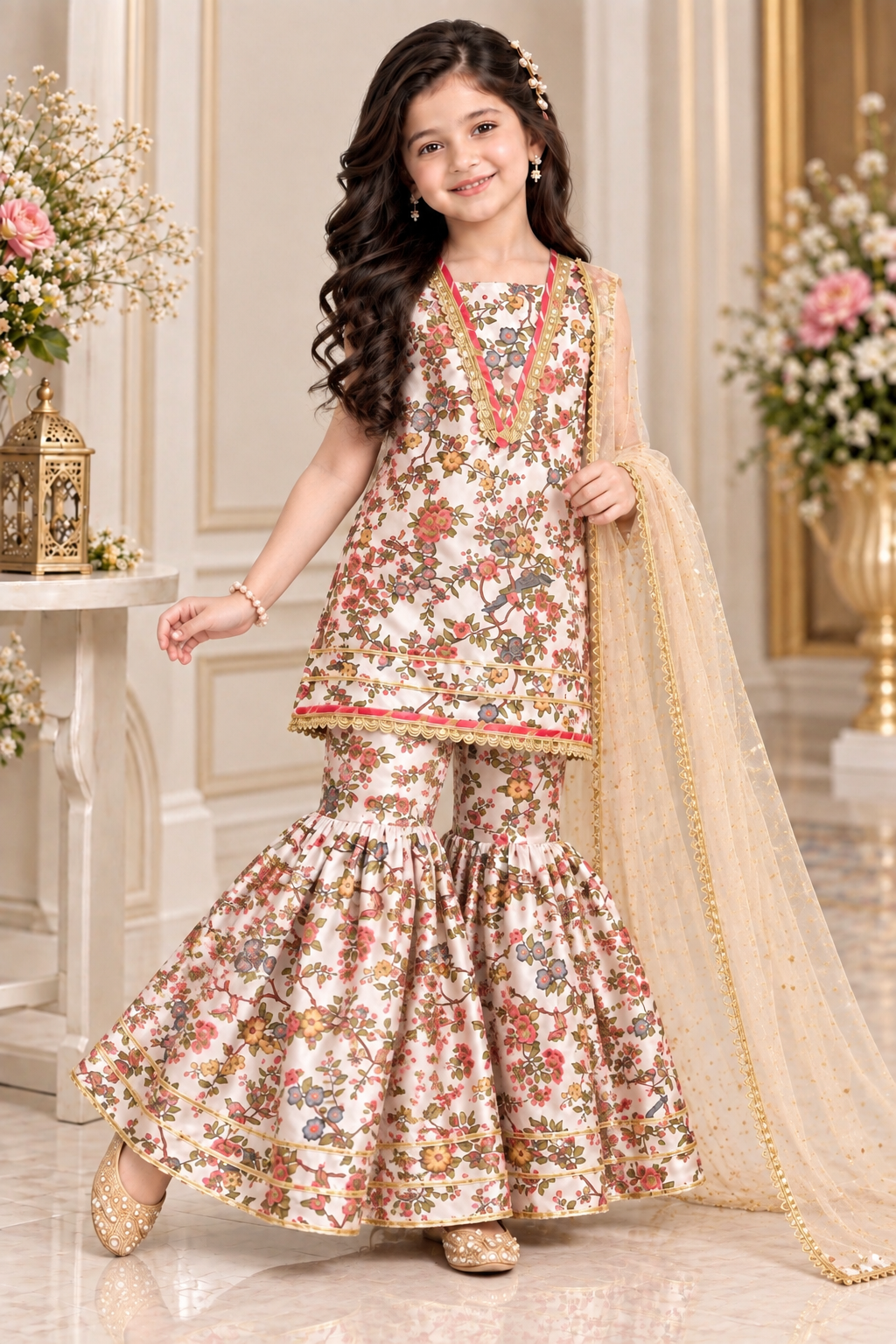 SWISS LAWN GHARARA SET