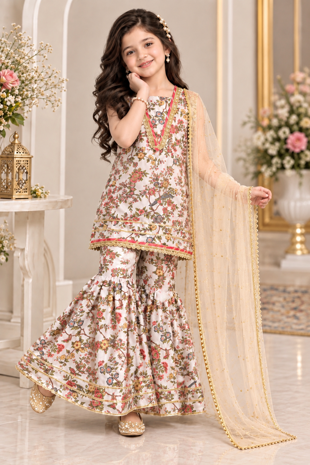 SWISS LAWN GHARARA SET