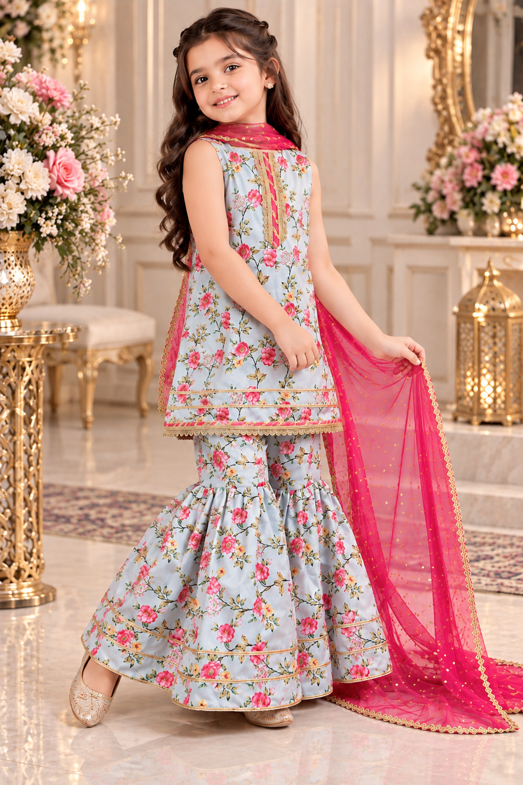 SWISS LAWN GHARARA SET