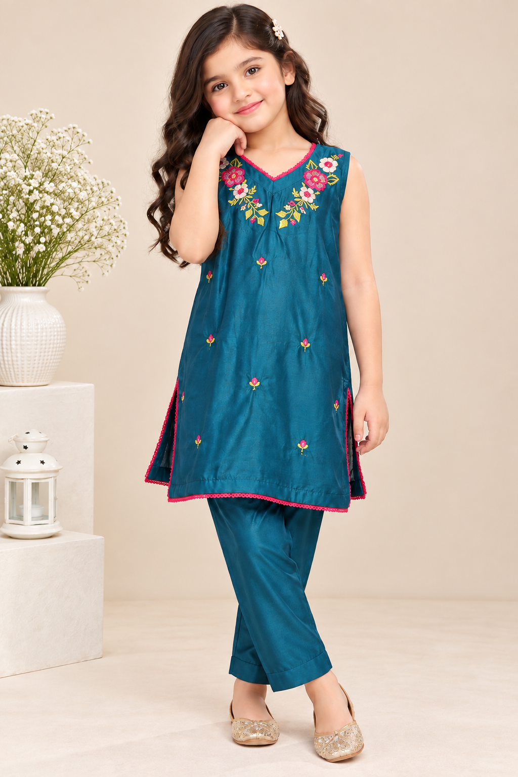 FLORAL EMBROIDERY KURTA SET