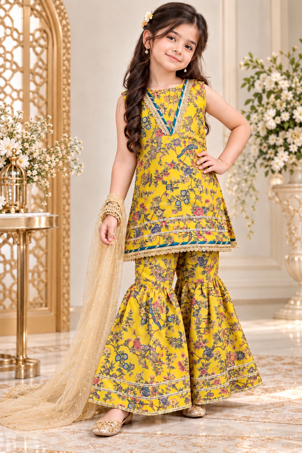 SWISS LAWN GHARARA SET