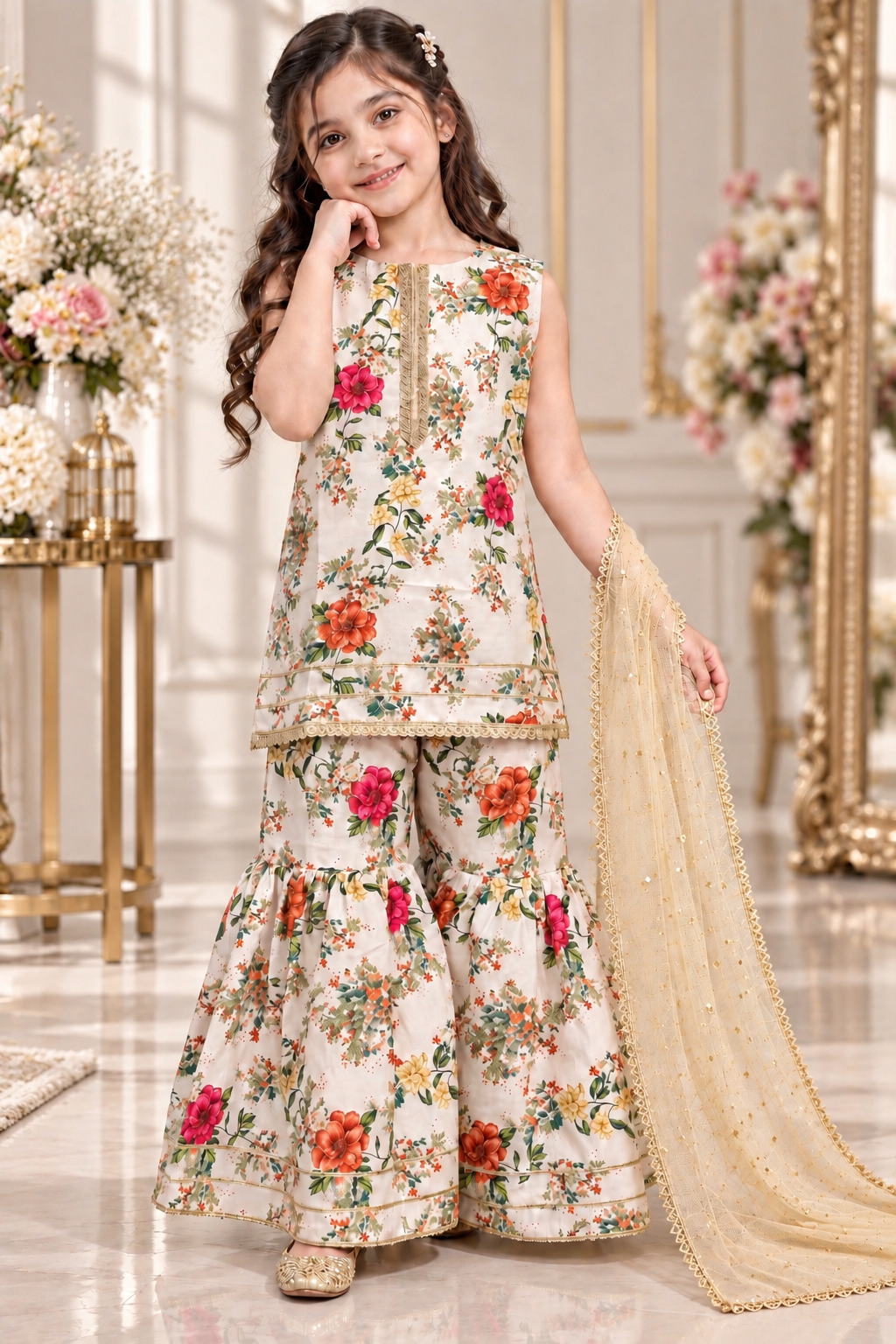 SWISS LAWN GHARARA SET