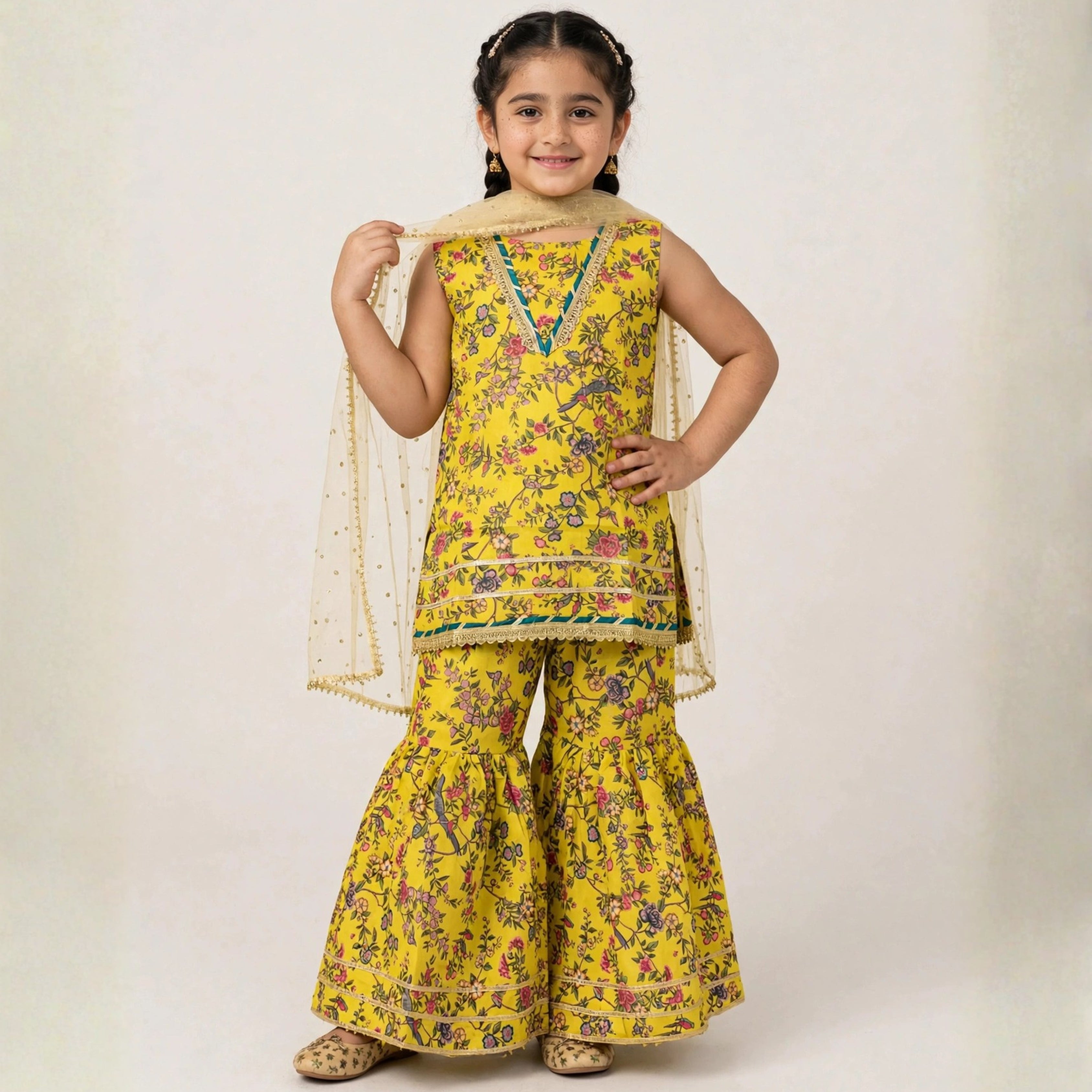 Swiss Lawn Gharara Set
