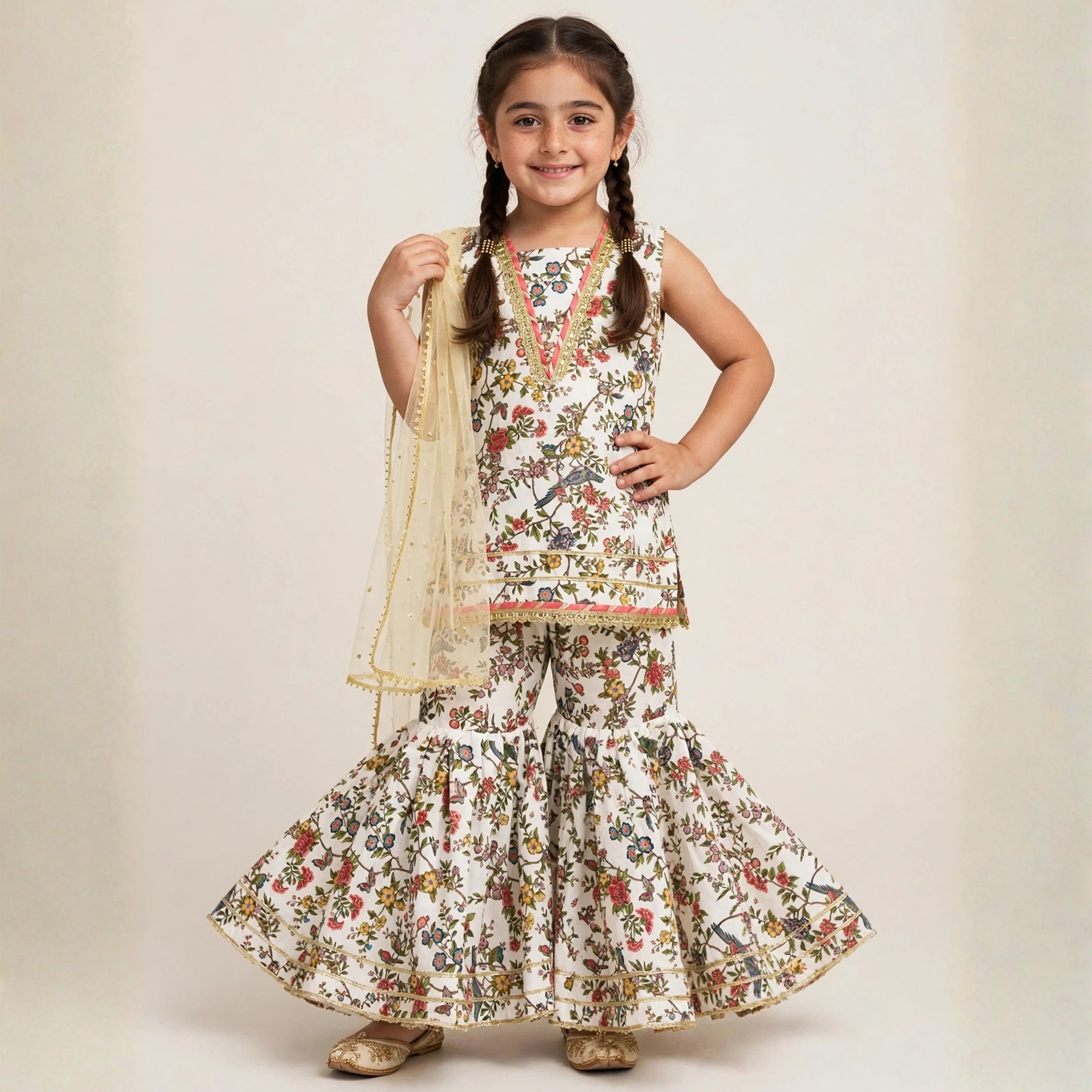 Swiss Lawn Gharara Set