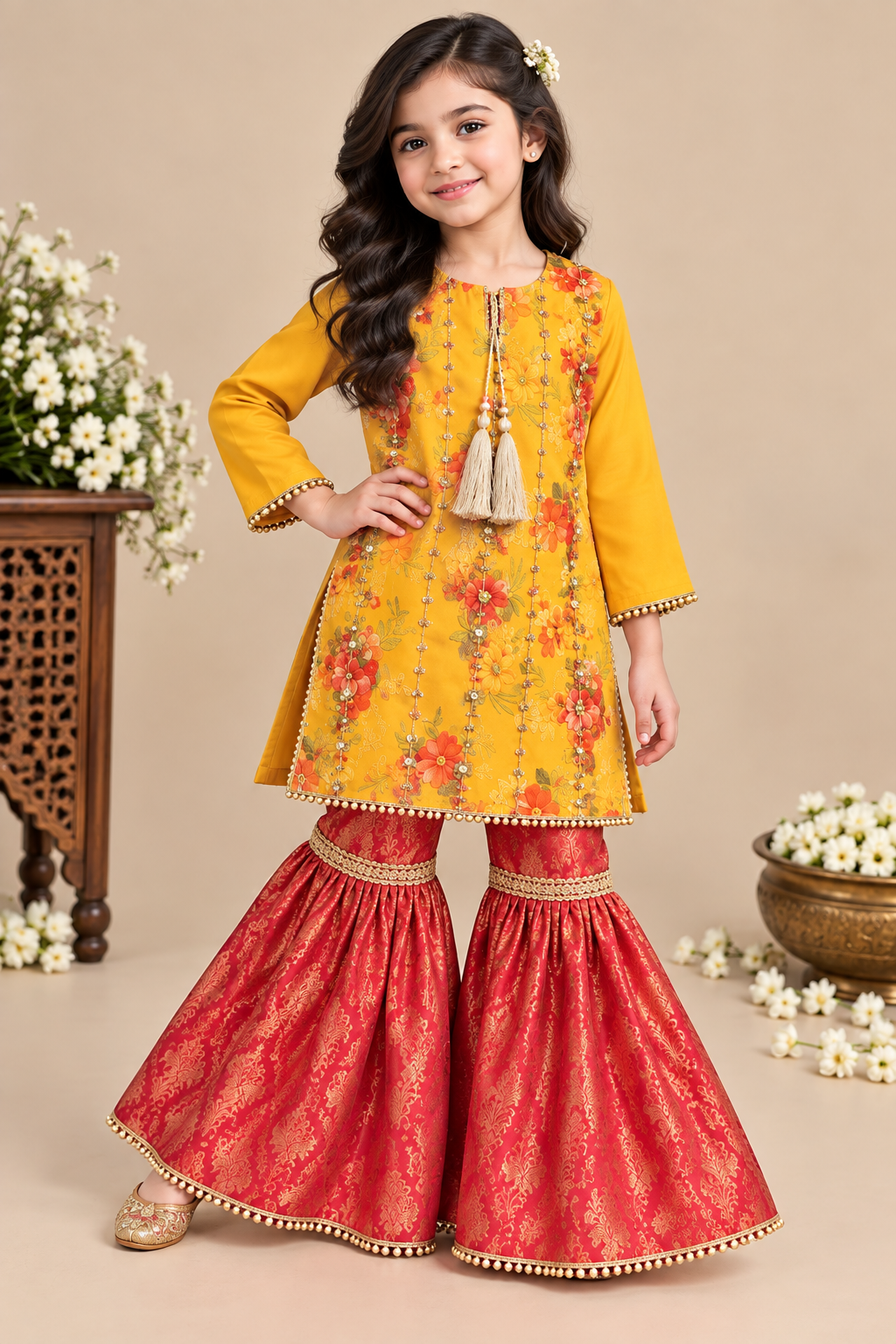 GHARARA SET ORGANZA AND JAMAWAR FABRIC
