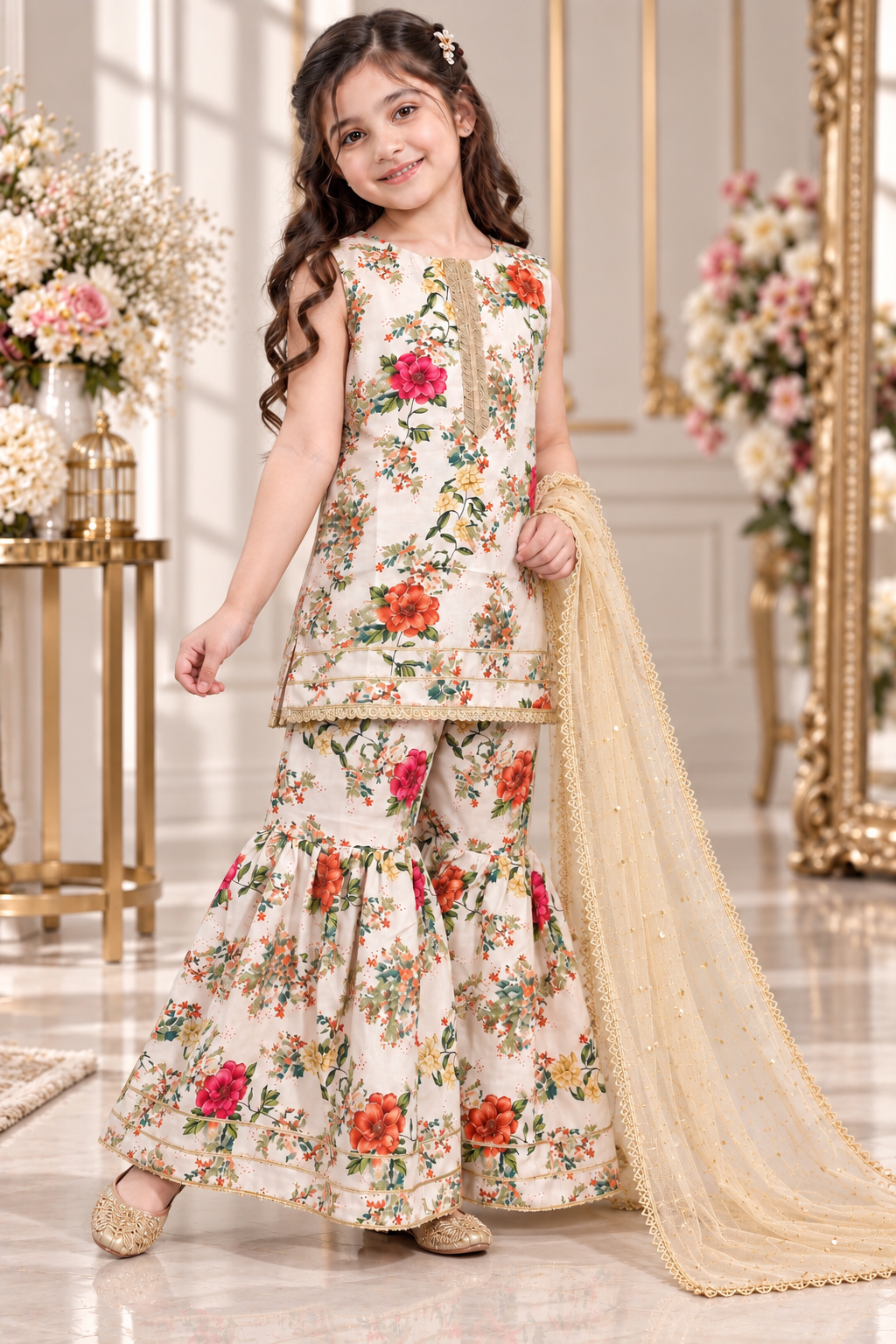 SWISS LAWN GHARARA SET