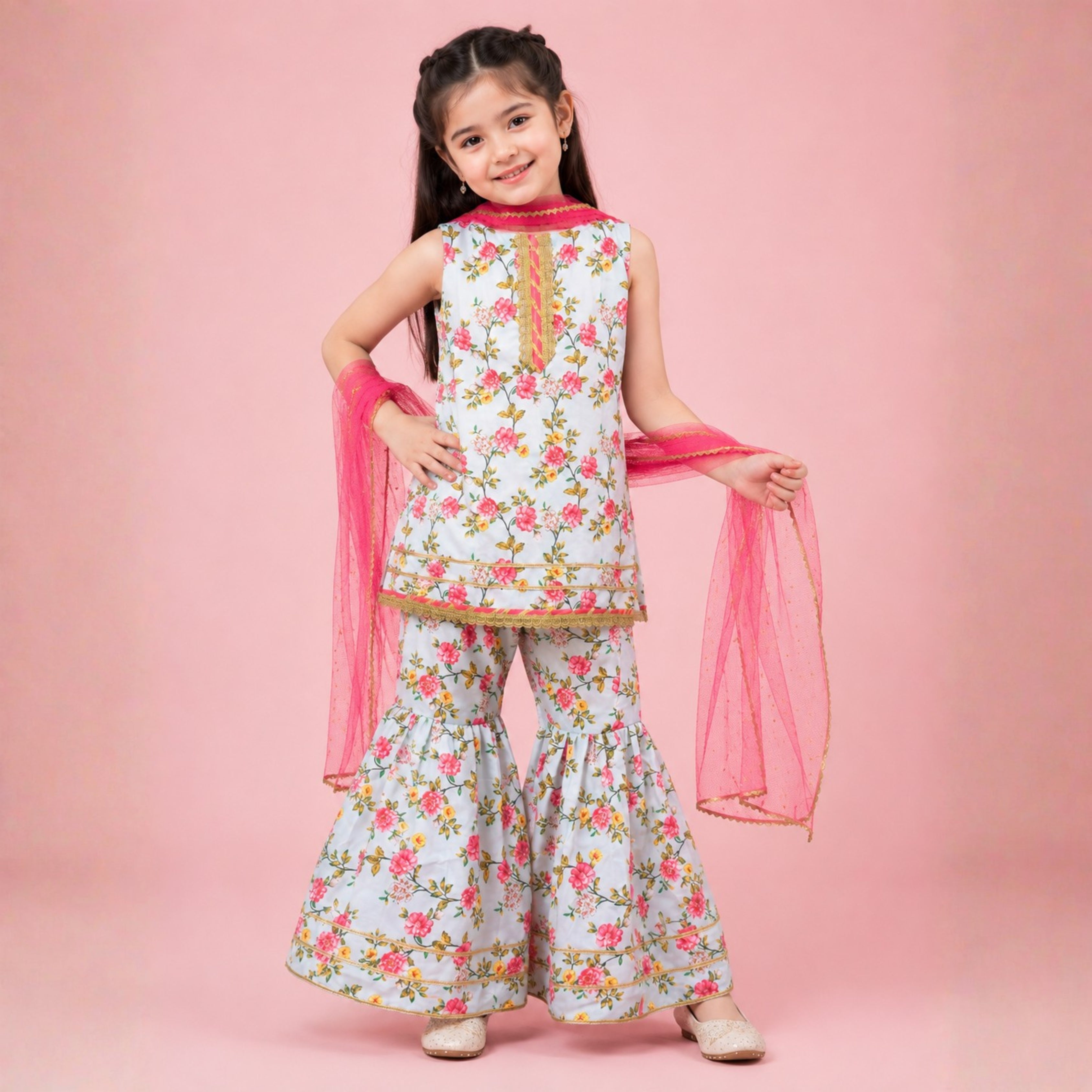 Swiss Lawn Gharara Set