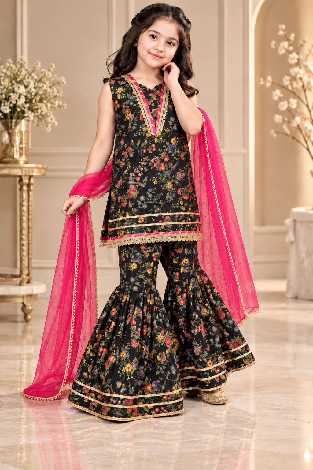 SWISS LAWN GHARARA SET