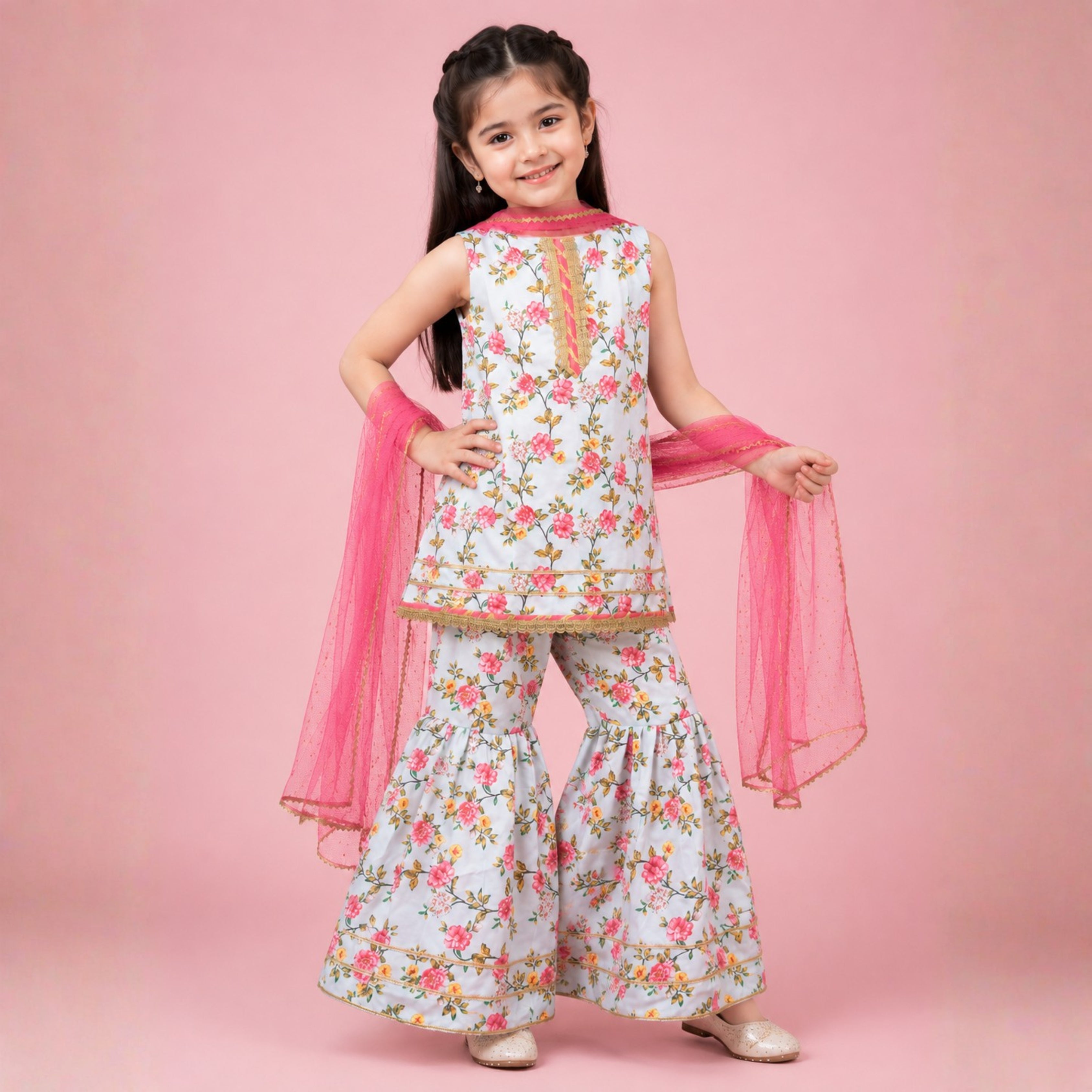 Swiss Lawn Gharara Set
