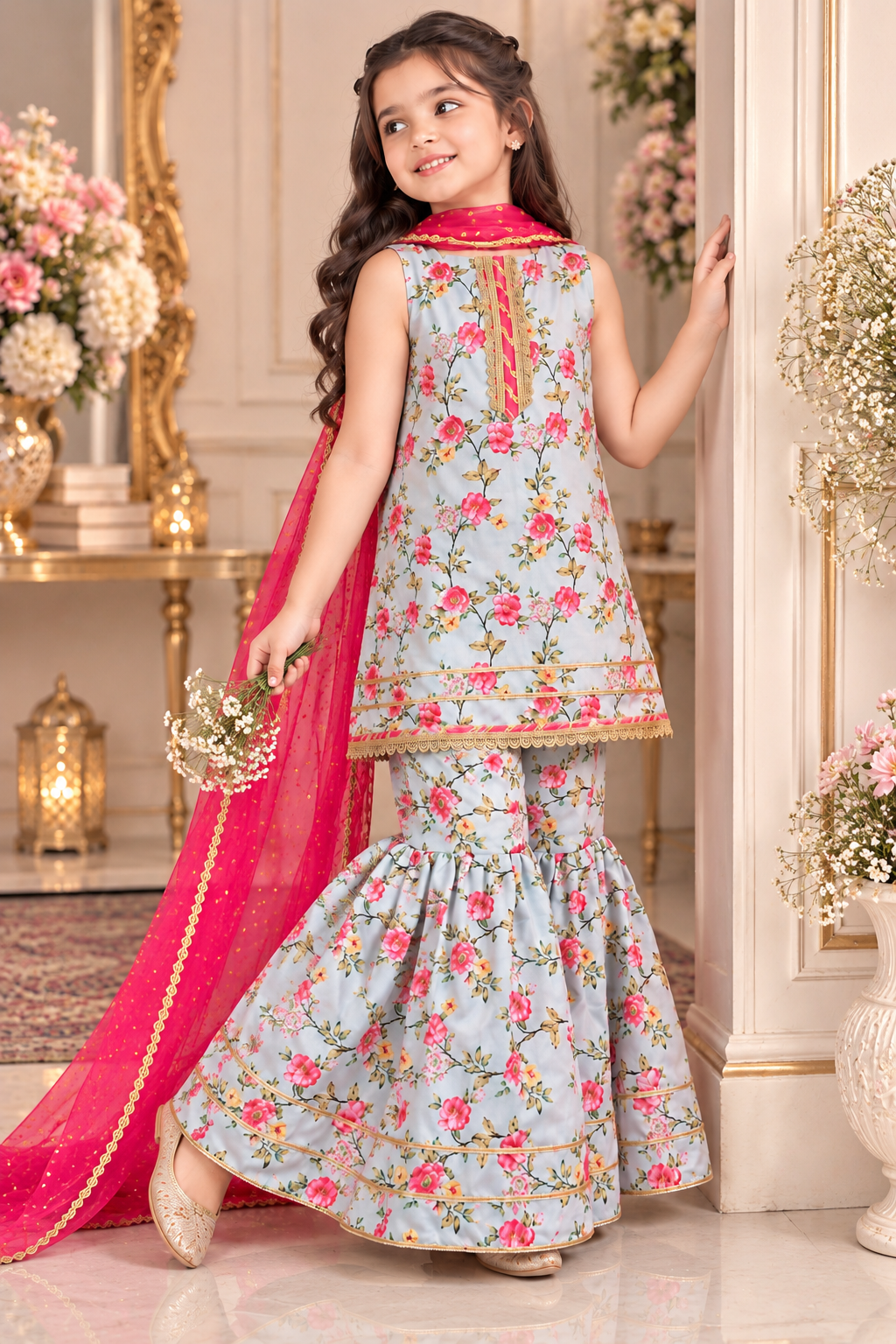 SWISS LAWN GHARARA SET