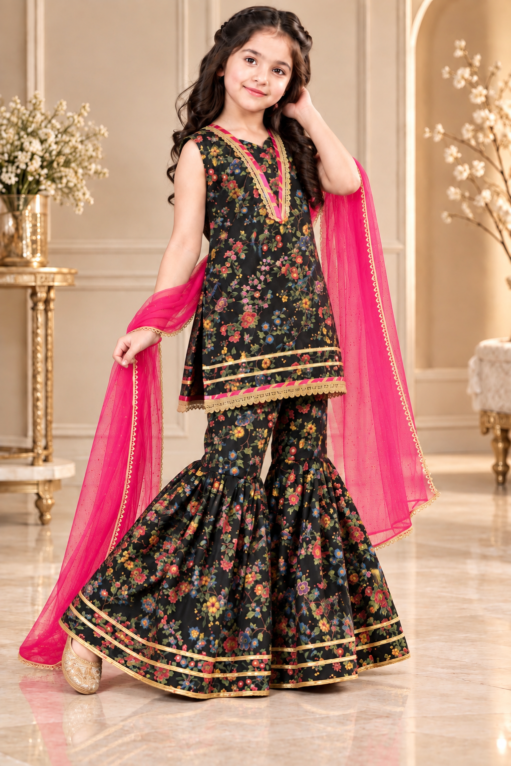 SWISS LAWN GHARARA SET