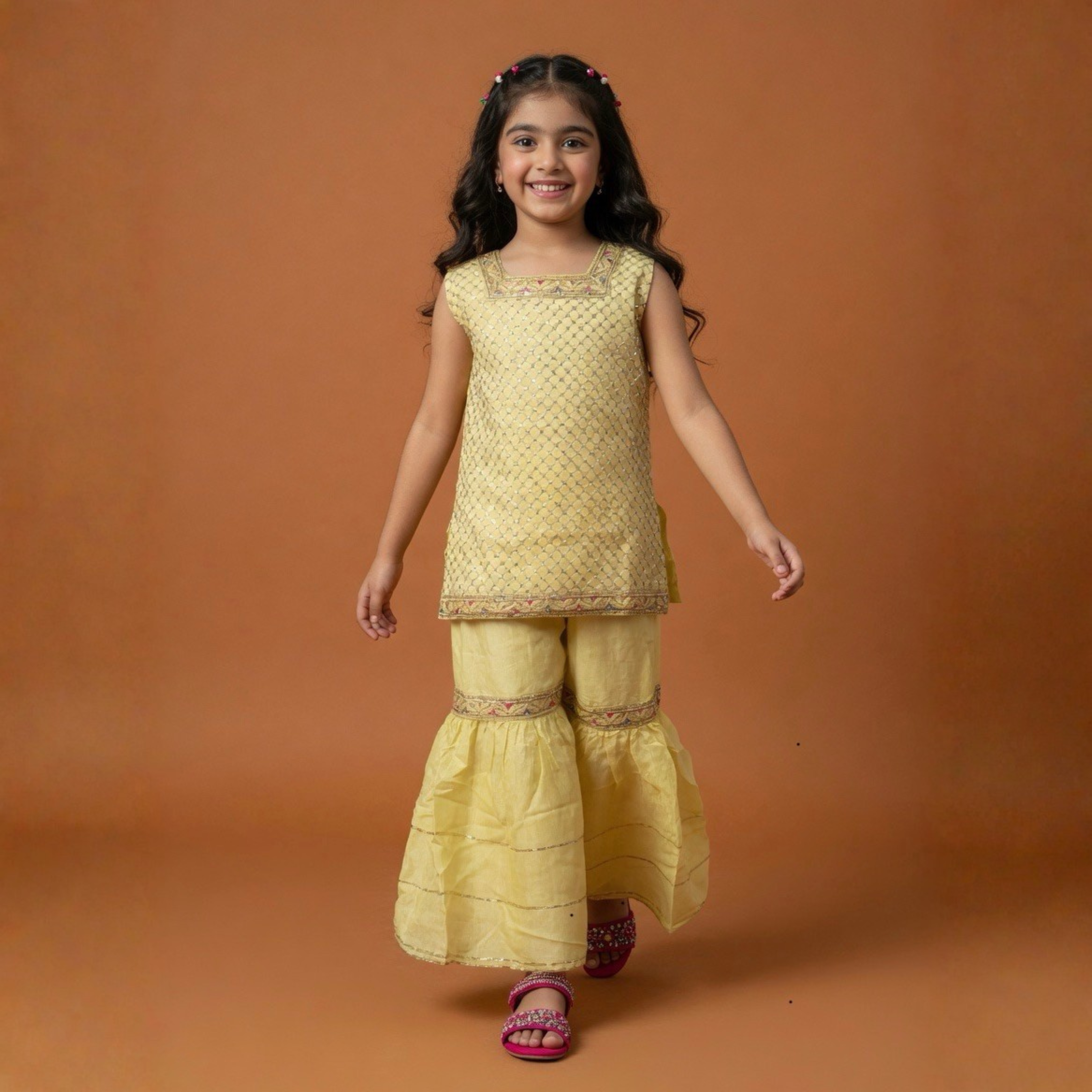 RAW SILK GHARARA SET