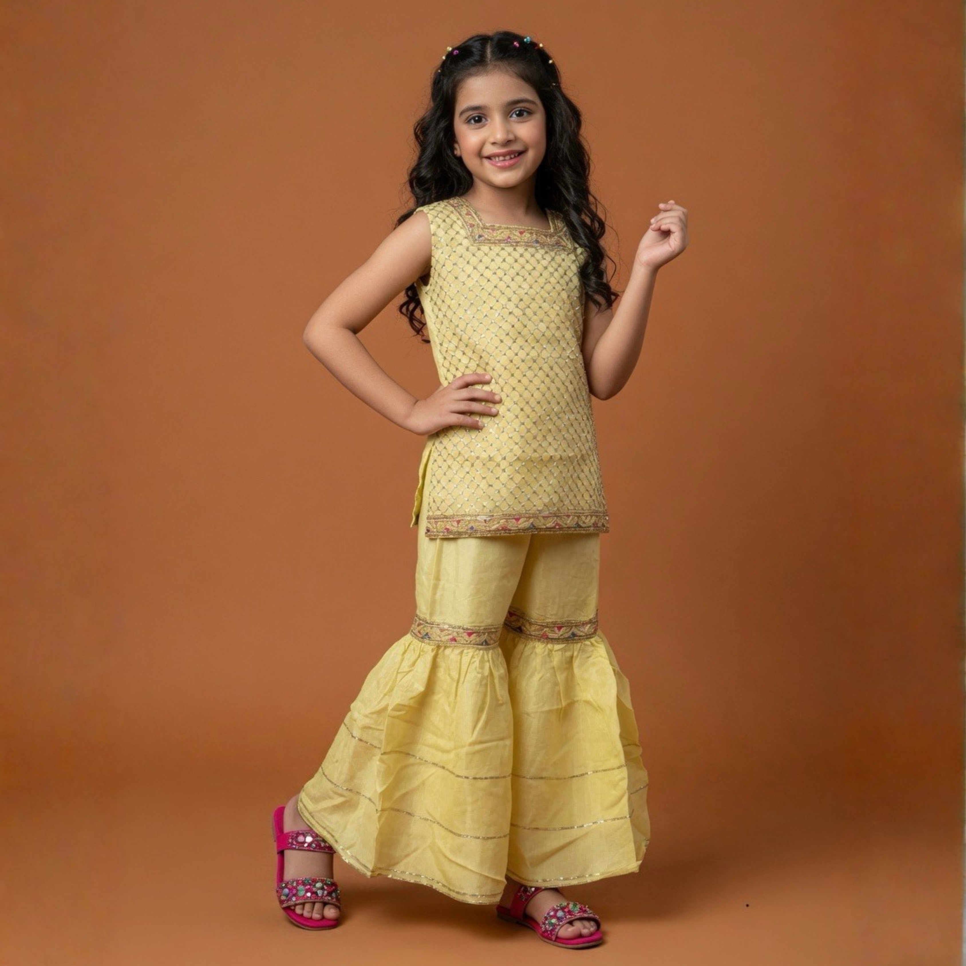 RAW SILK GHARARA SET