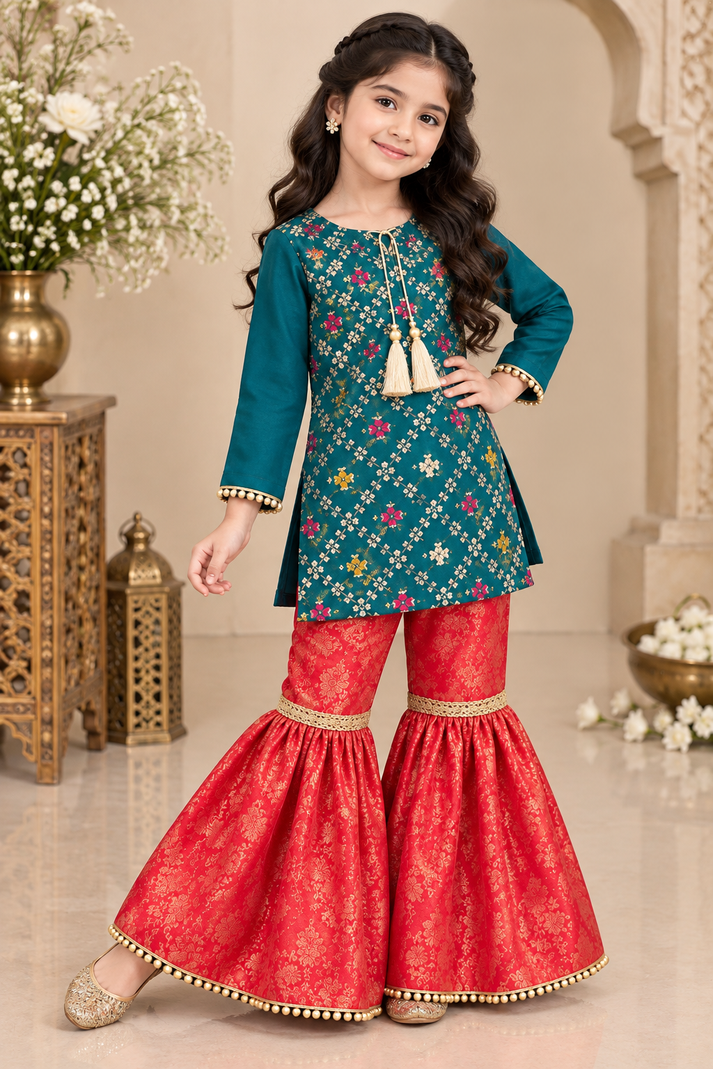 MULTI EMBROIDERY GHARARA SET